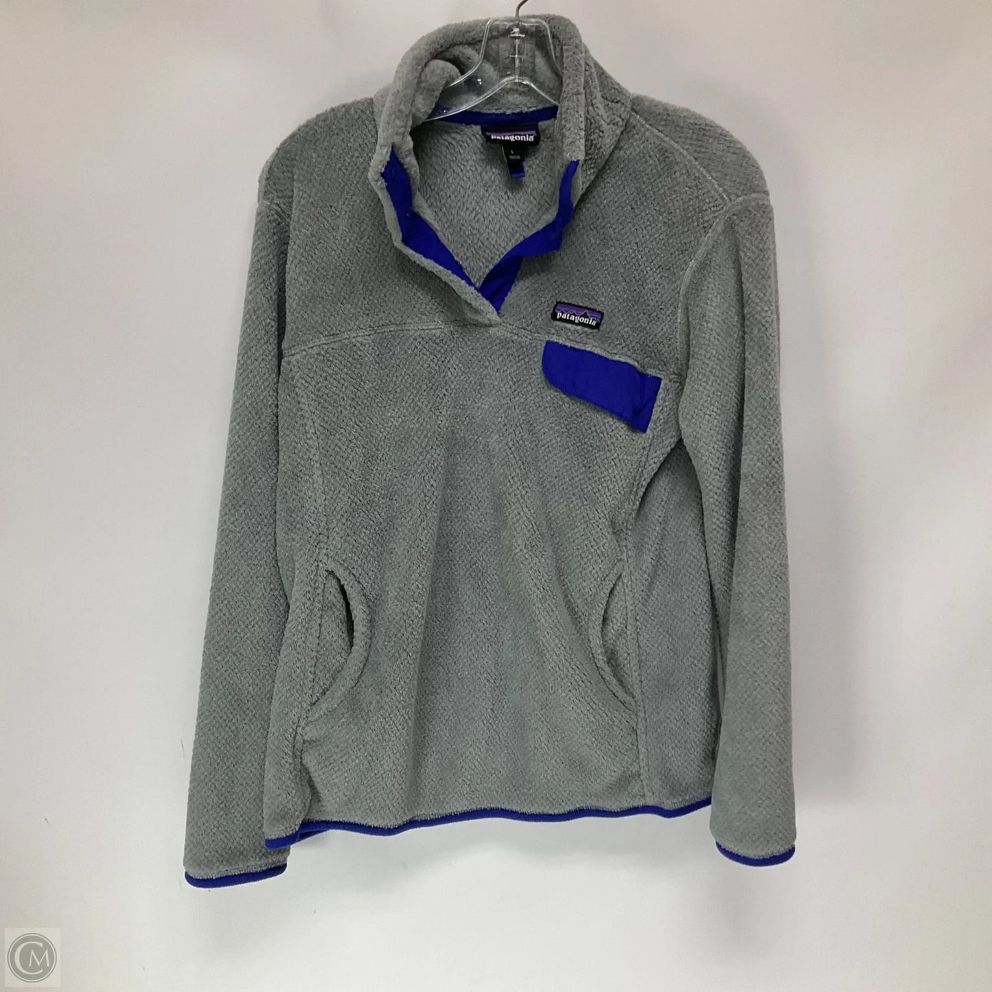 Jacket Fleece By Patagonia In Grey & Purple, Size: L