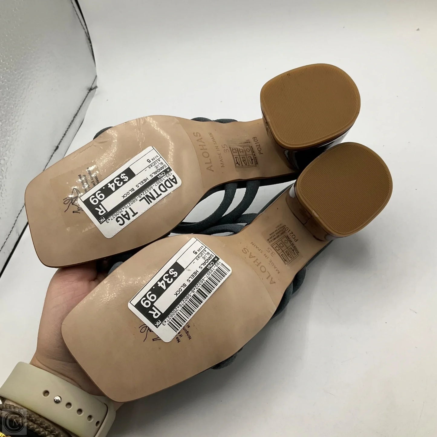 Sandals Heels Block By Cma In Blue, Size: 5