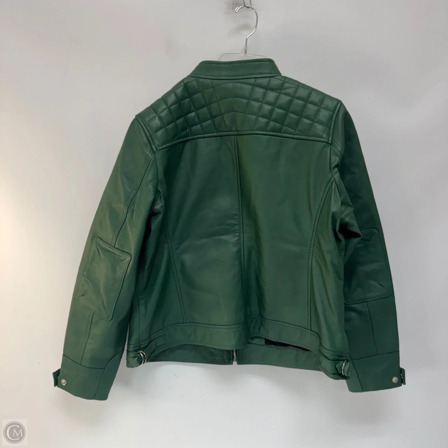 Jacket Moto Leather By Clothes Mentor In Green, Size: 2x