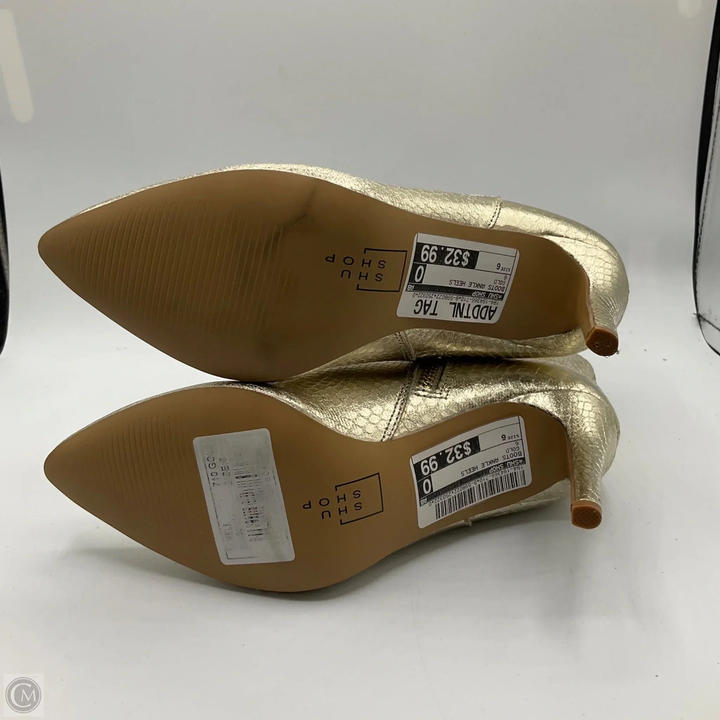 Boots Ankle Heels By Shu Shop In Gold, Size: 6