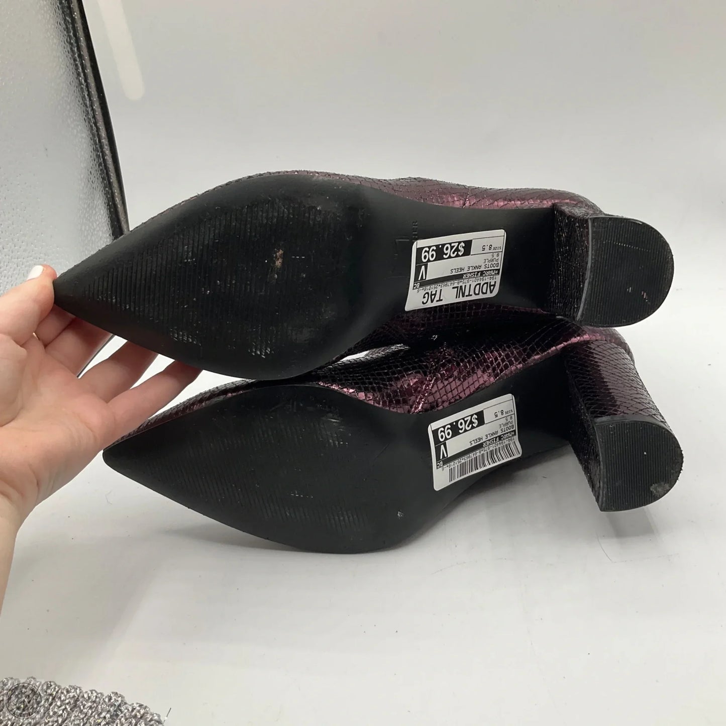 Boots Ankle Heels By Marc Fisher In Purple, Size: 8.5