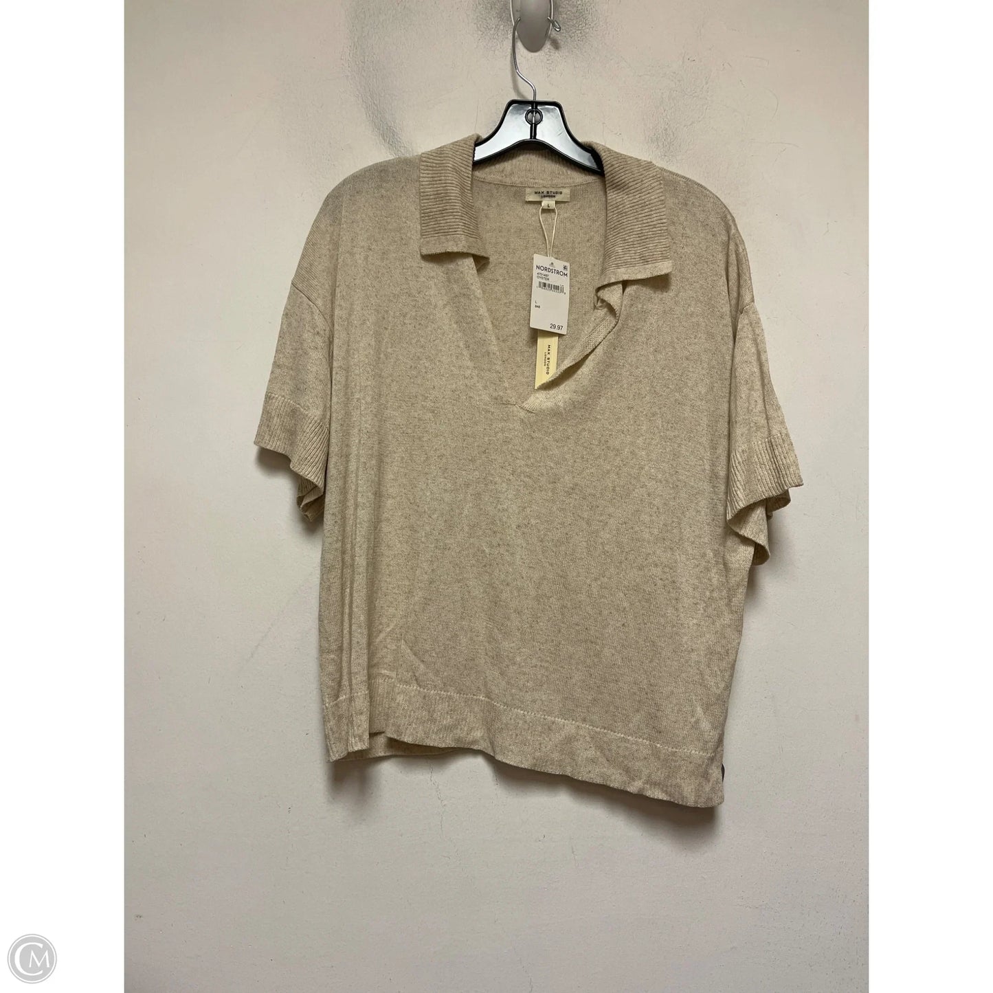 Top Short Sleeve By Max Studio In Cream, Size: L