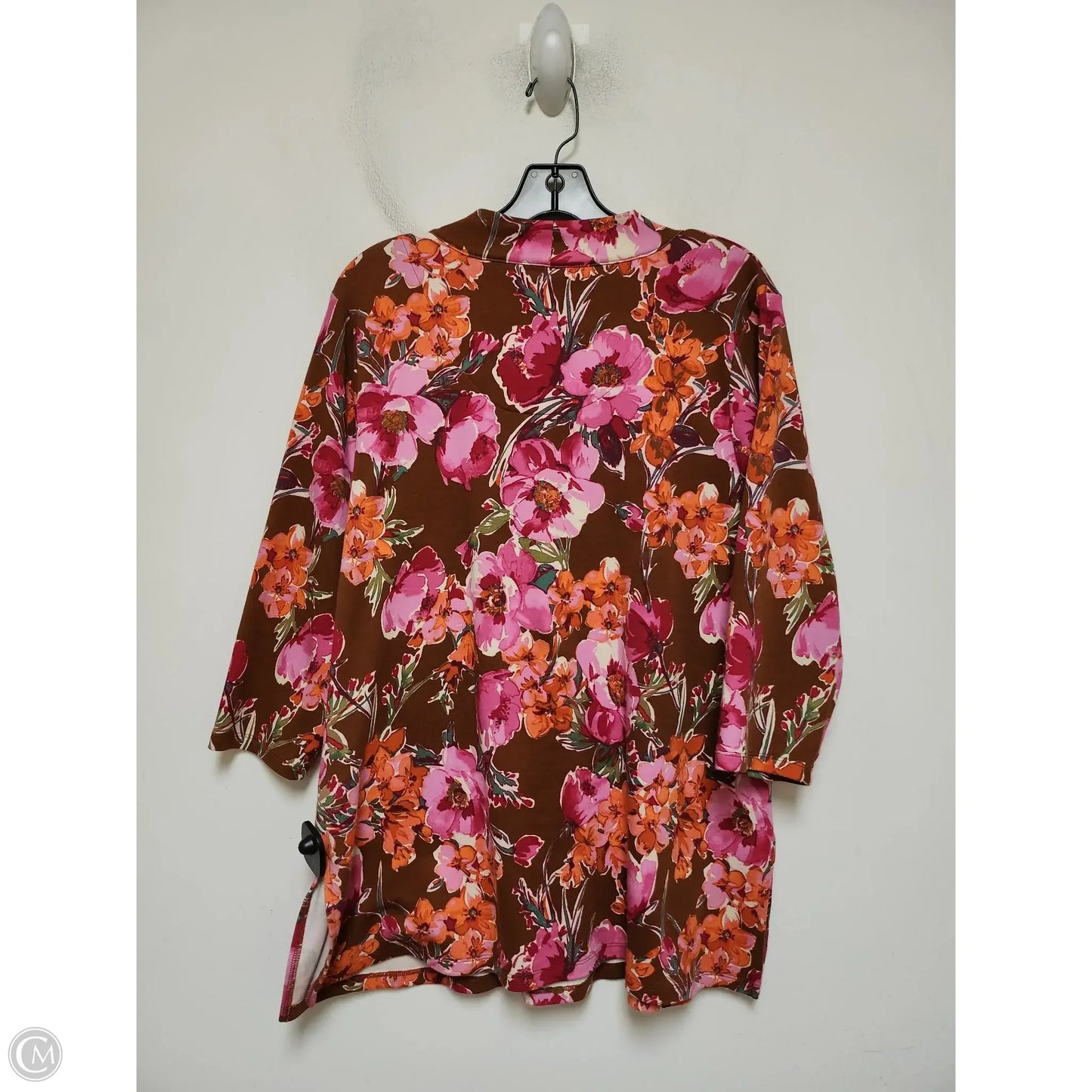 Top Long Sleeve Basic By Isaac Mizrahi Live Qvc In Floral Print, Size: L