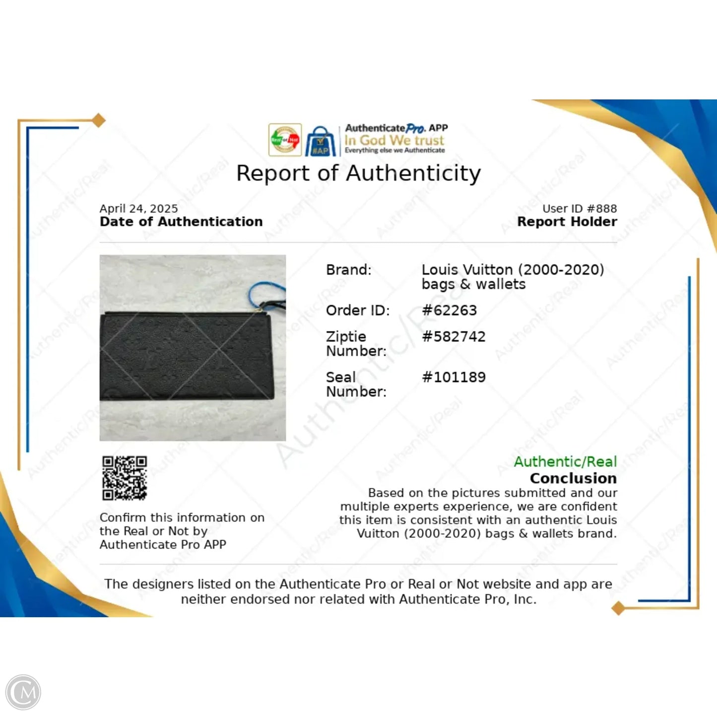 Id/card Holder Luxury Designer By Louis Vuitton, Size: Large