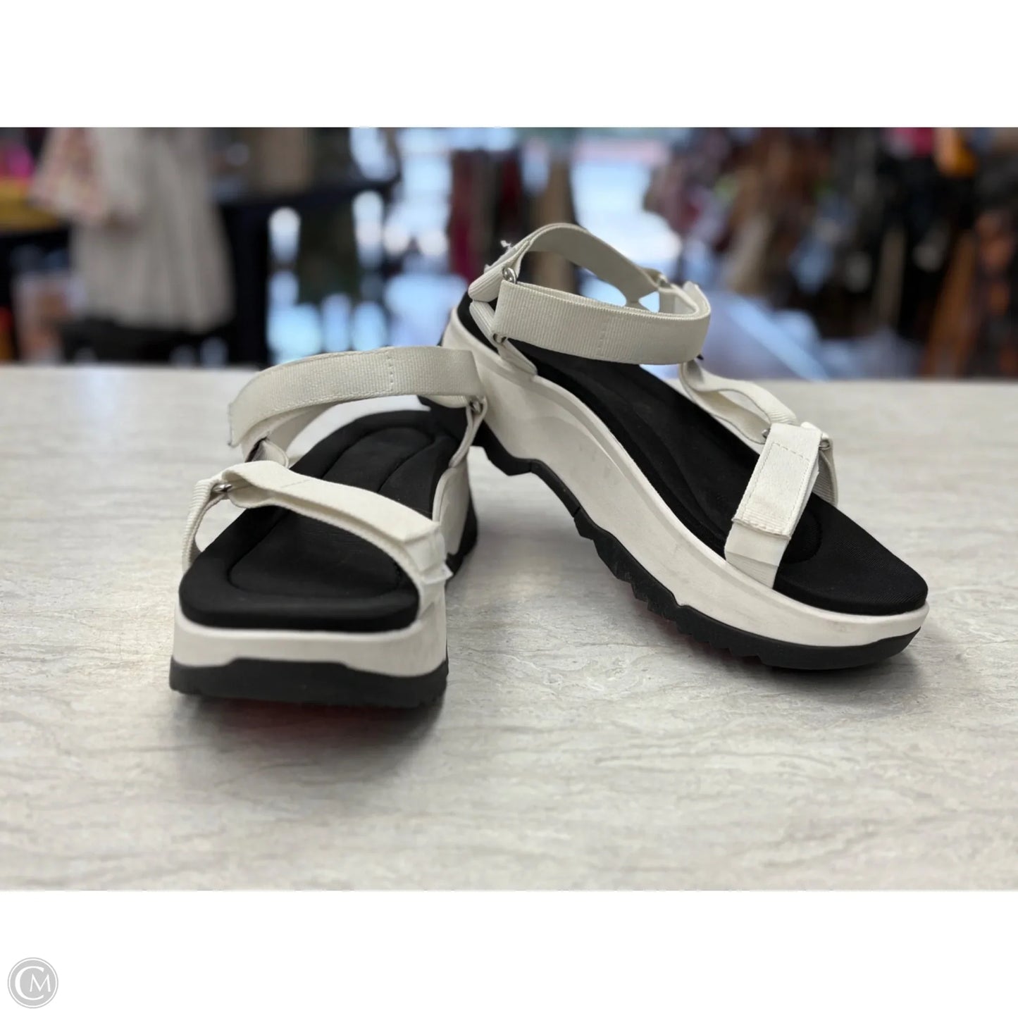 Sandals Flats By Teva In Black & White, Size: 10