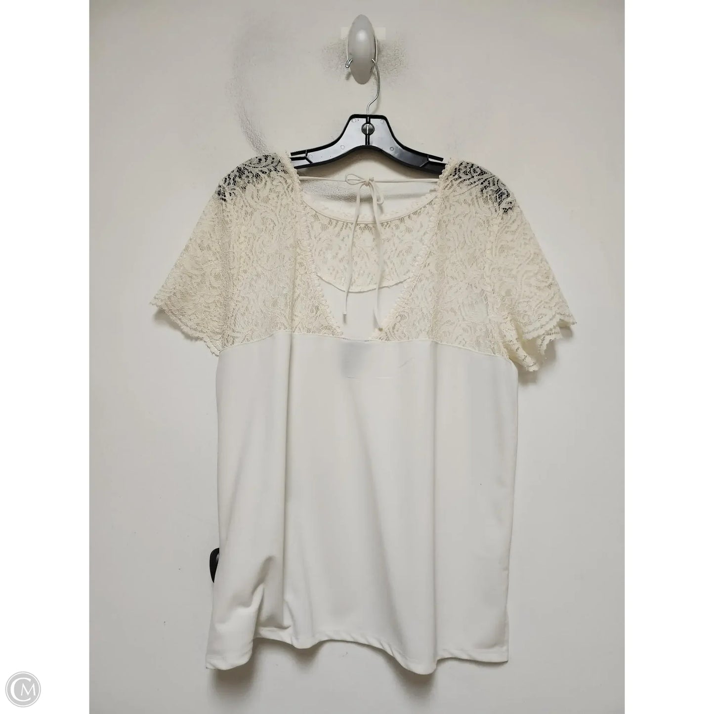 Top Short Sleeve By Ann Taylor In Cream, Size: L
