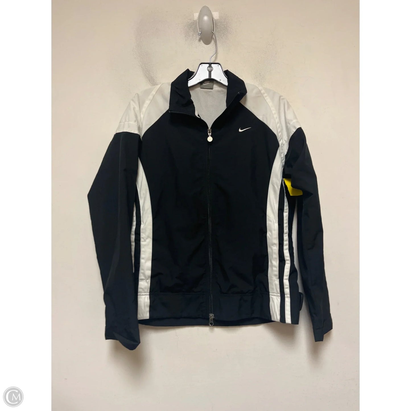 Athletic Jacket By Nike Apparel In Black & White, Size: L