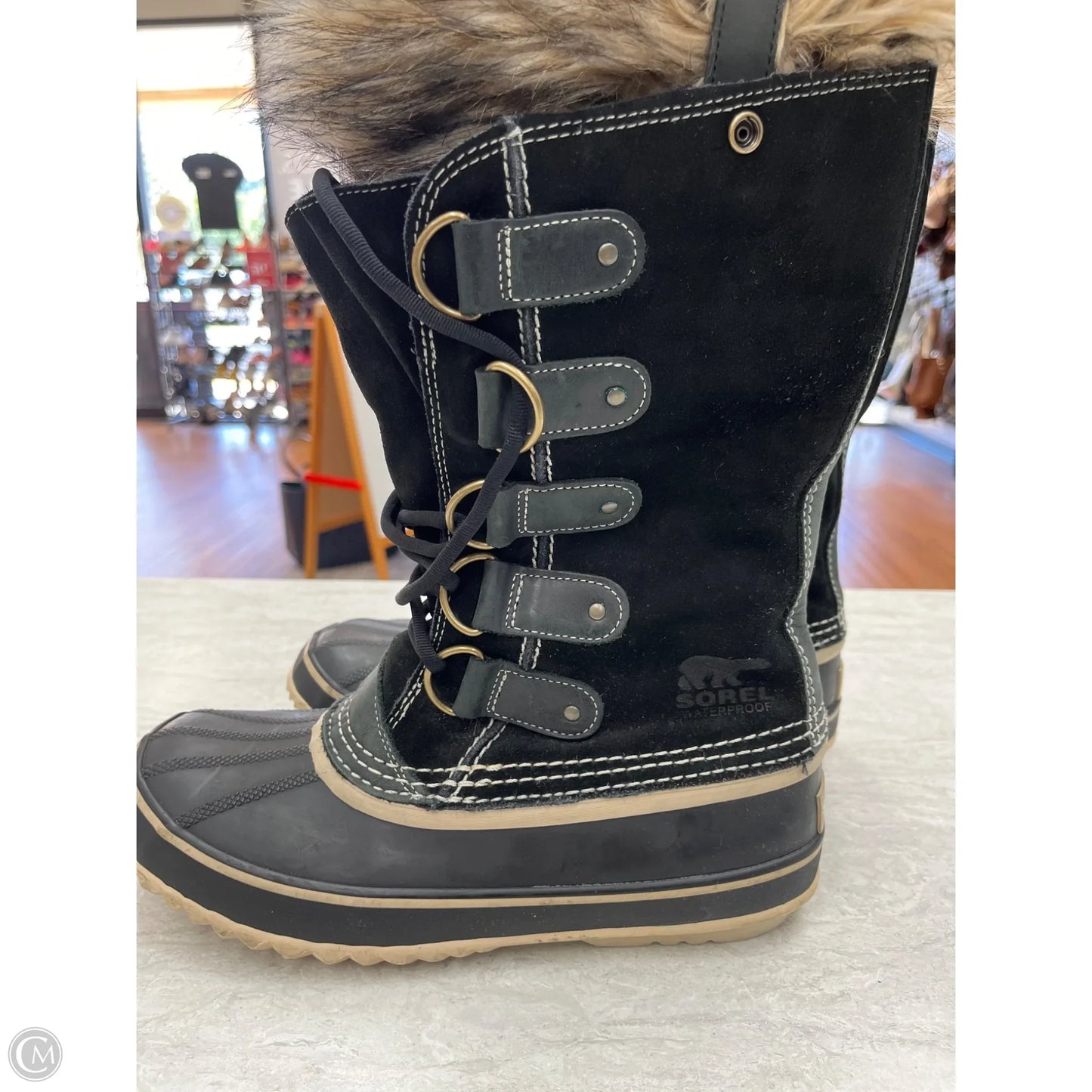 Boots Snow By Sorel In Black & Tan, Size: 10