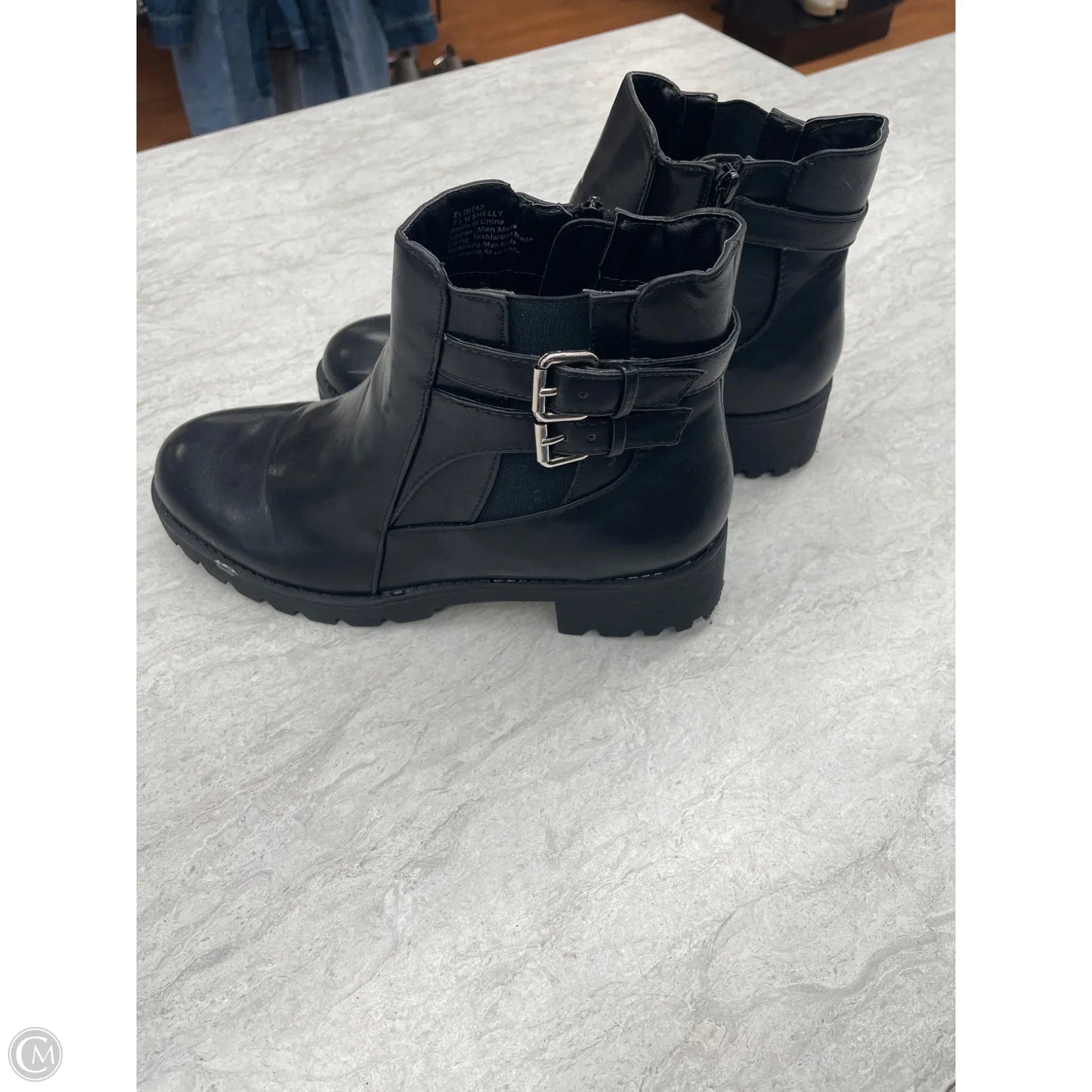 Boots Ankle Heels By Clothes Mentor In Black, Size: 7.5
