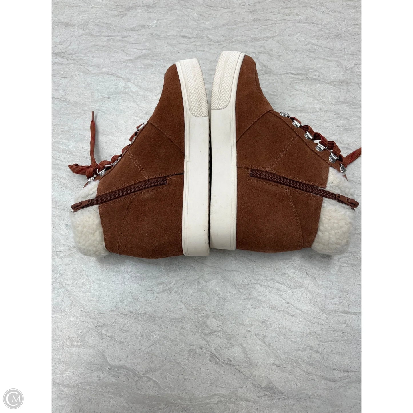 Boots Ankle Flats By Steve Madden In Brown & White, Size: 8