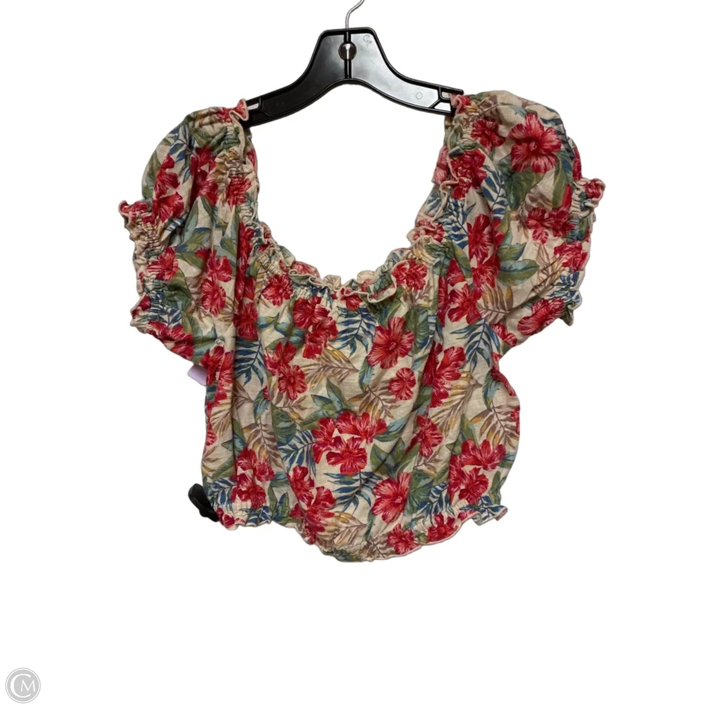 Top Short Sleeve By American Eagle In Floral Print, Size: M