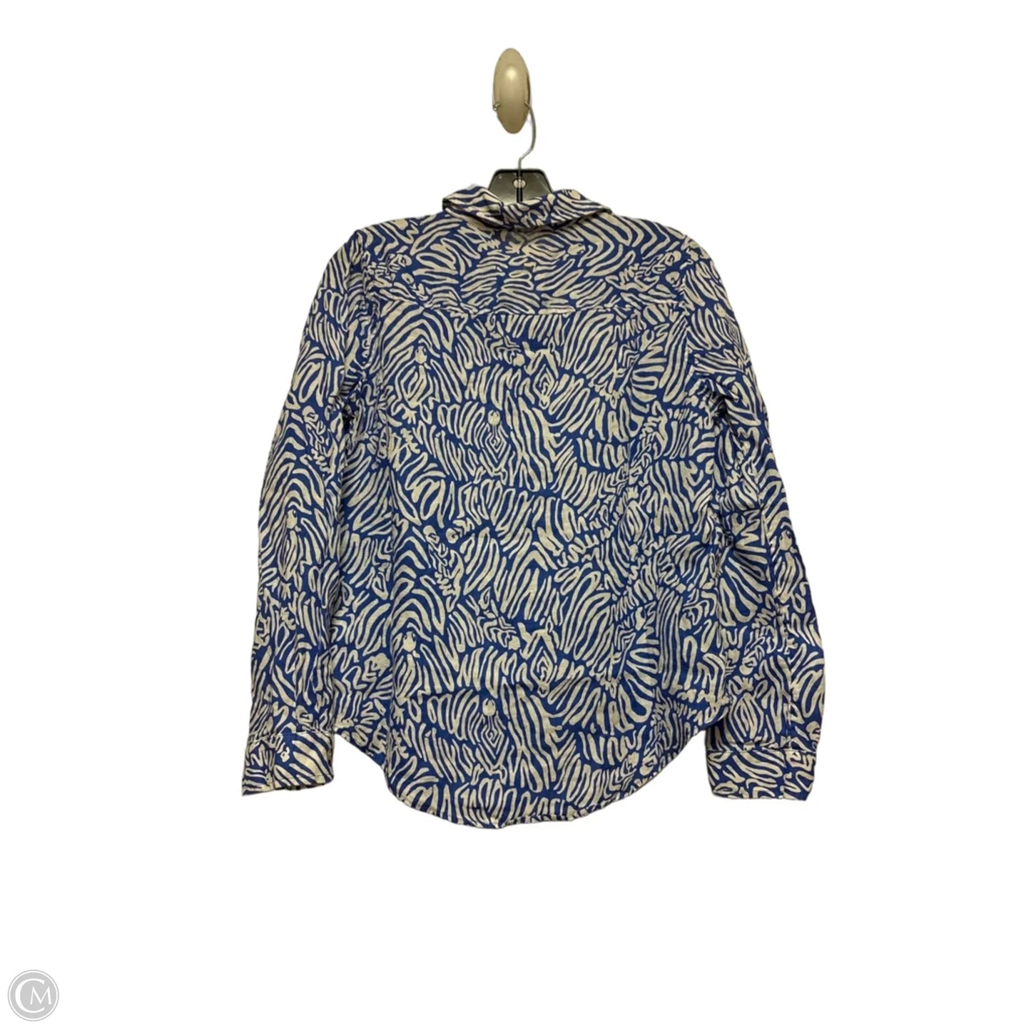 Top Long Sleeve Designer By Lilly Pulitzer In Blue & White, Size: S