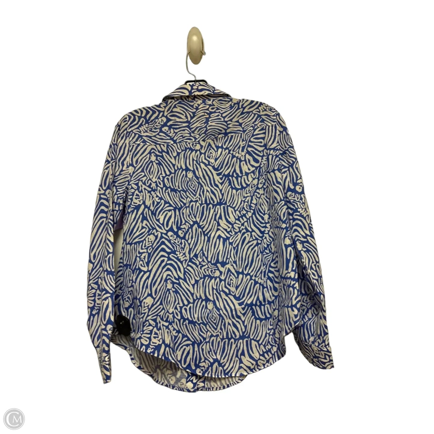 Top Long Sleeve Designer By Lilly Pulitzer In Blue & White, Size: S