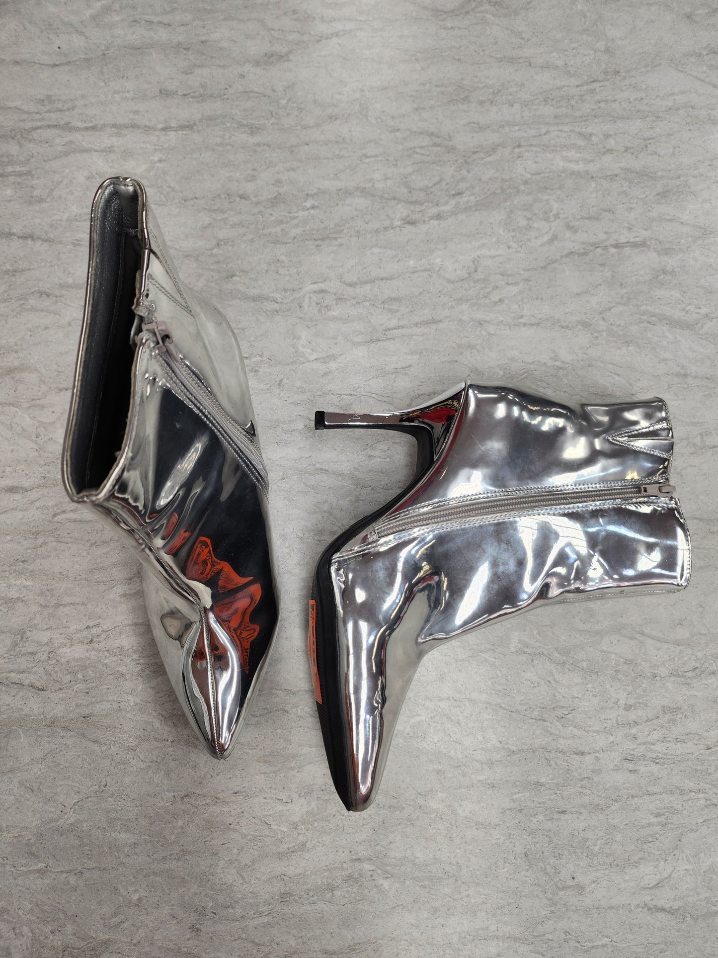 Boots Ankle Heels By A New Day In Silver, Size: 9.5