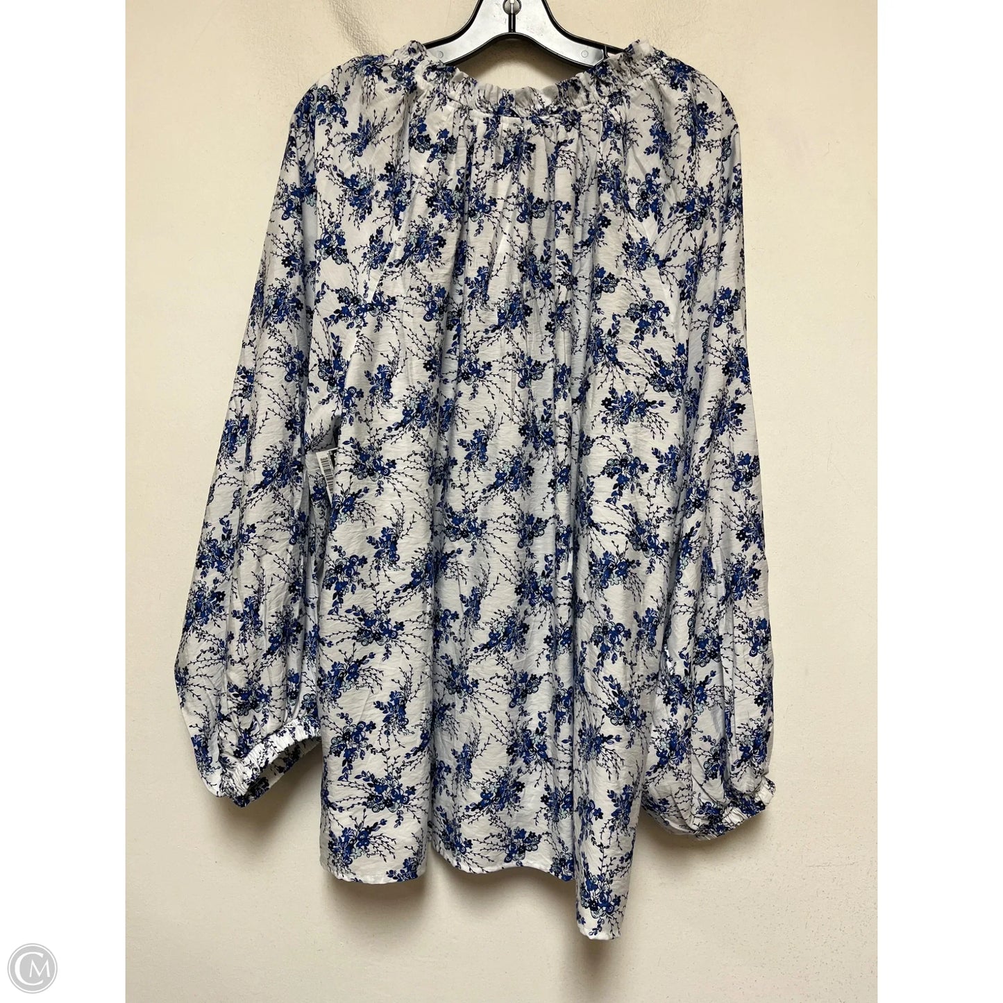 Top Long Sleeve By Lane Bryant In Blue & White, Size: 3x