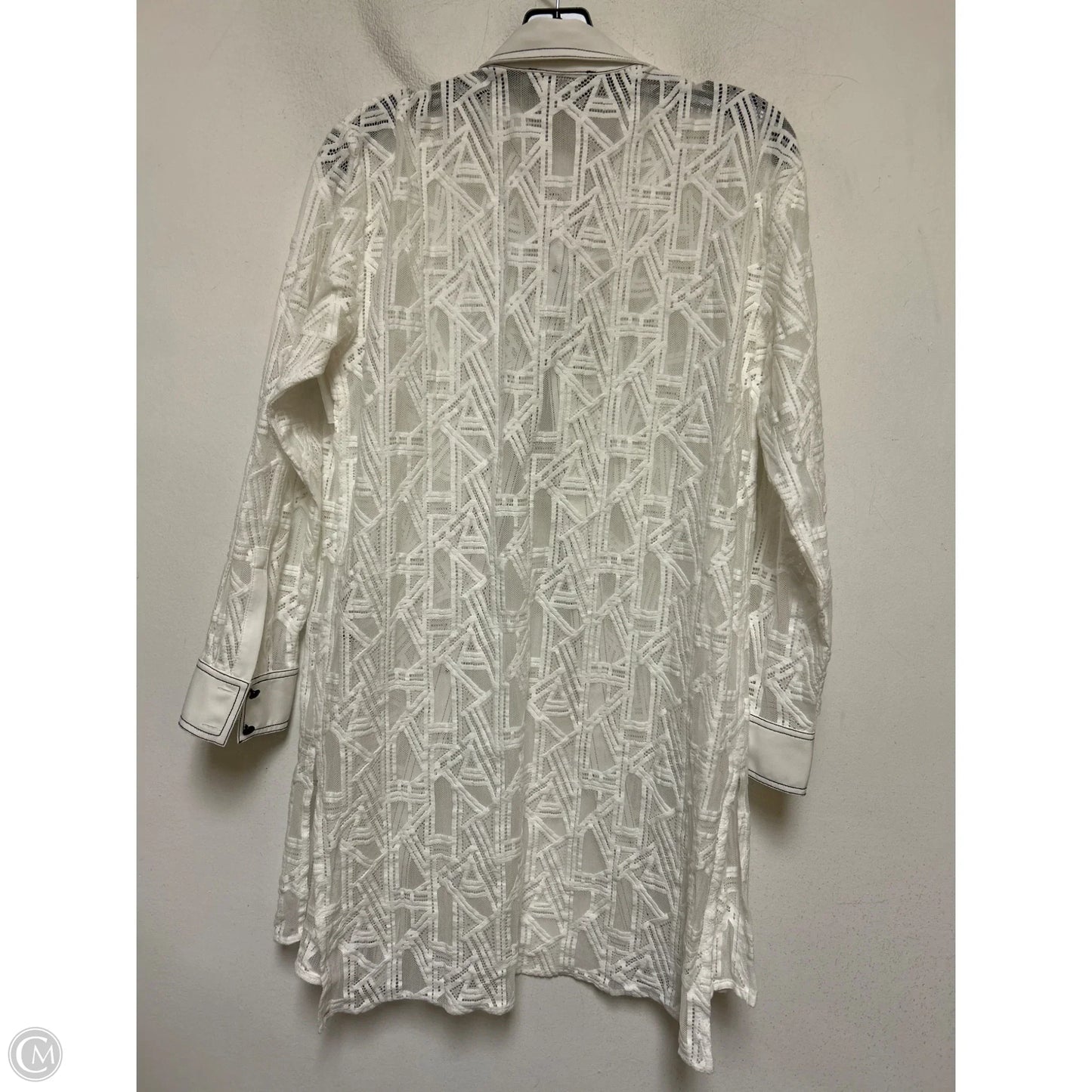 Top Long Sleeve Designer By Karl Lagerfeld In White, Size: S