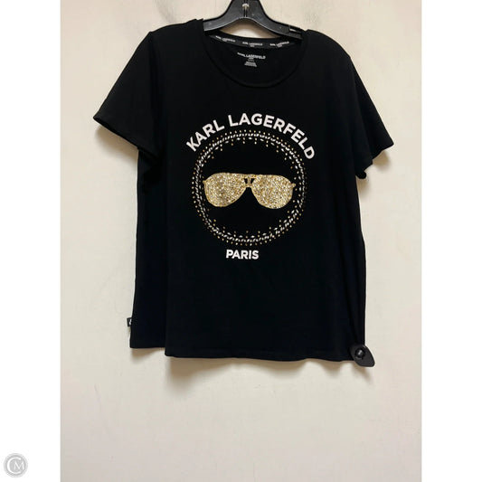 Top Short Sleeve Designer By Karl Lagerfeld In Black, Size: L
