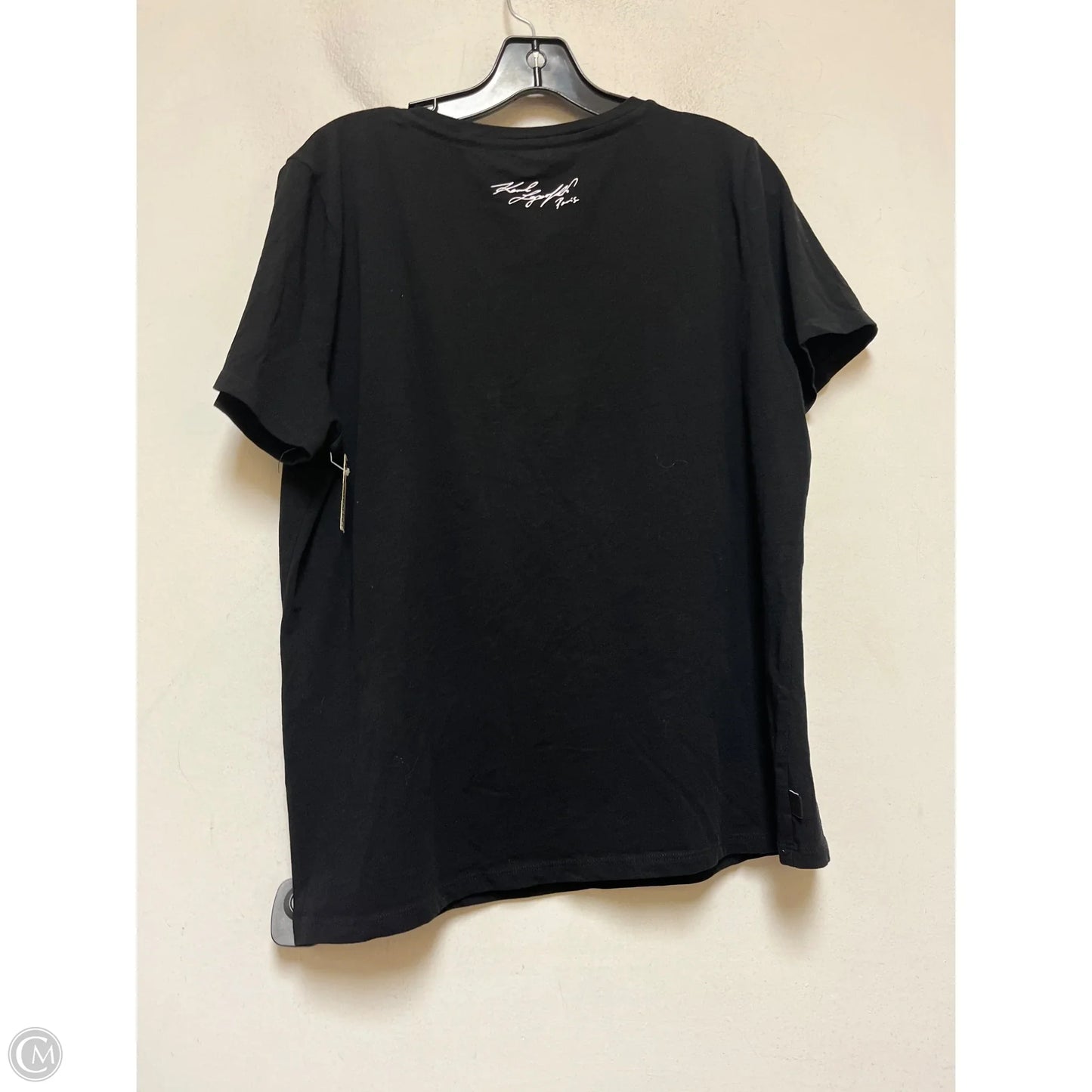 Top Short Sleeve Designer By Karl Lagerfeld In Black, Size: L