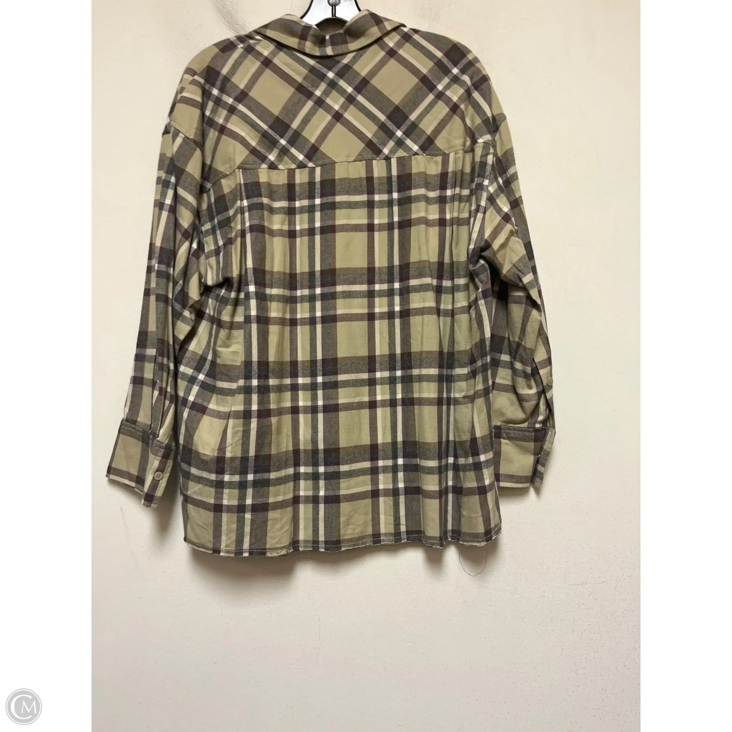 Top Long Sleeve By Zara In Plaid Pattern, Size: Xs