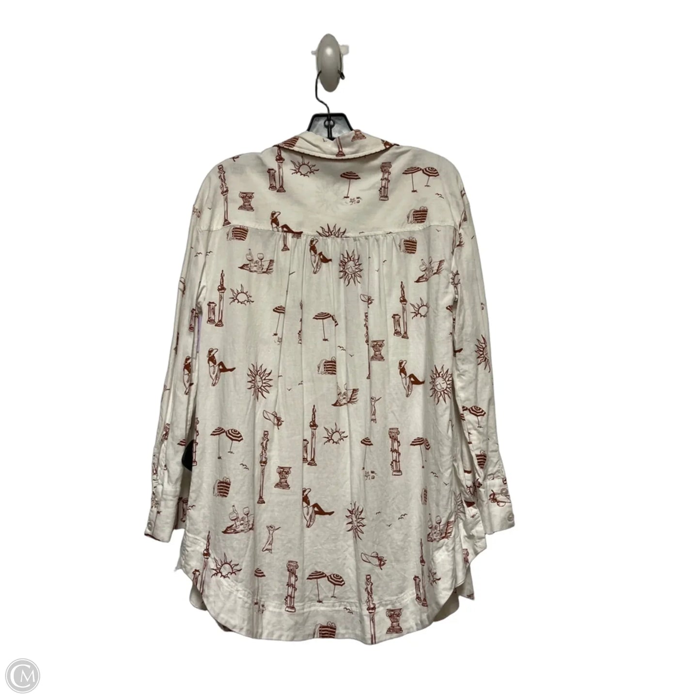 Top Long Sleeve By Jane And Delancey In Brown & White, Size: S