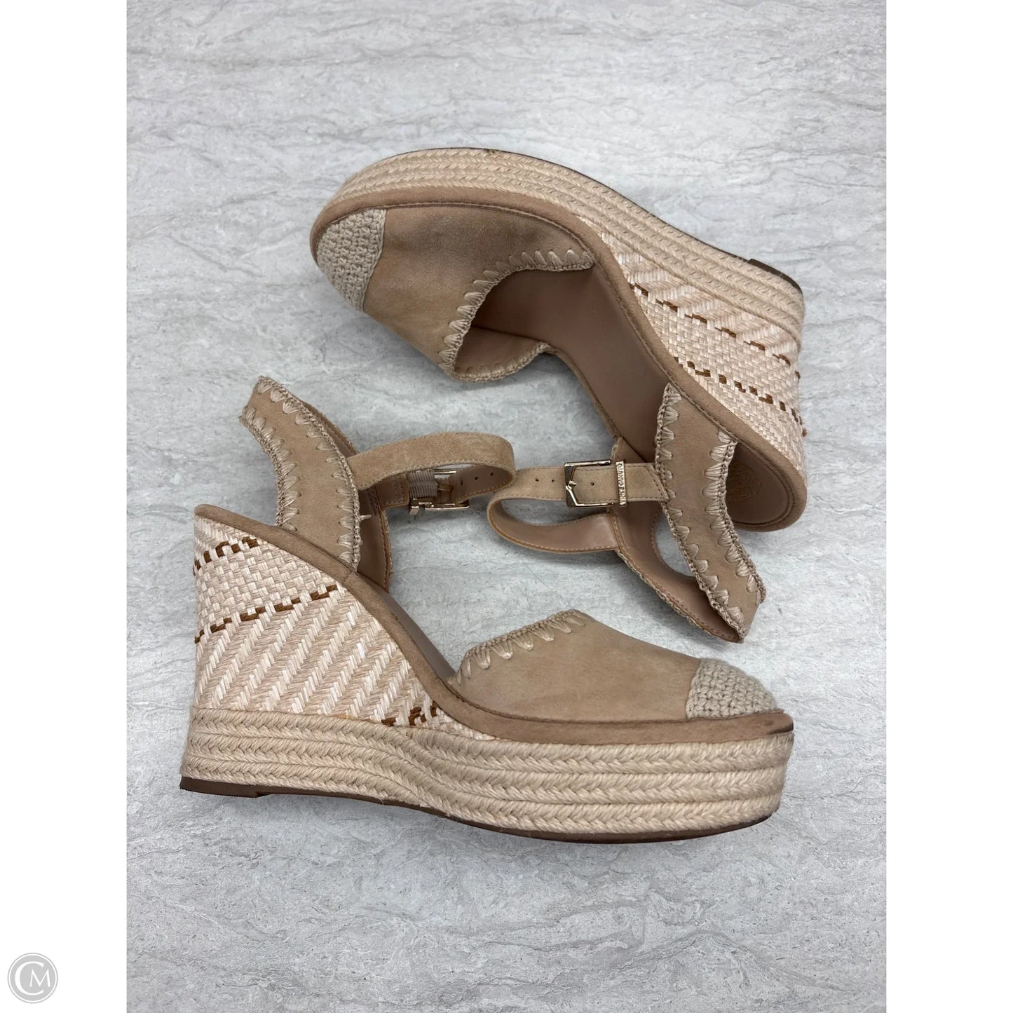 Shoes Heels Wedge By Vince Camuto In Tan, Size: 8.5