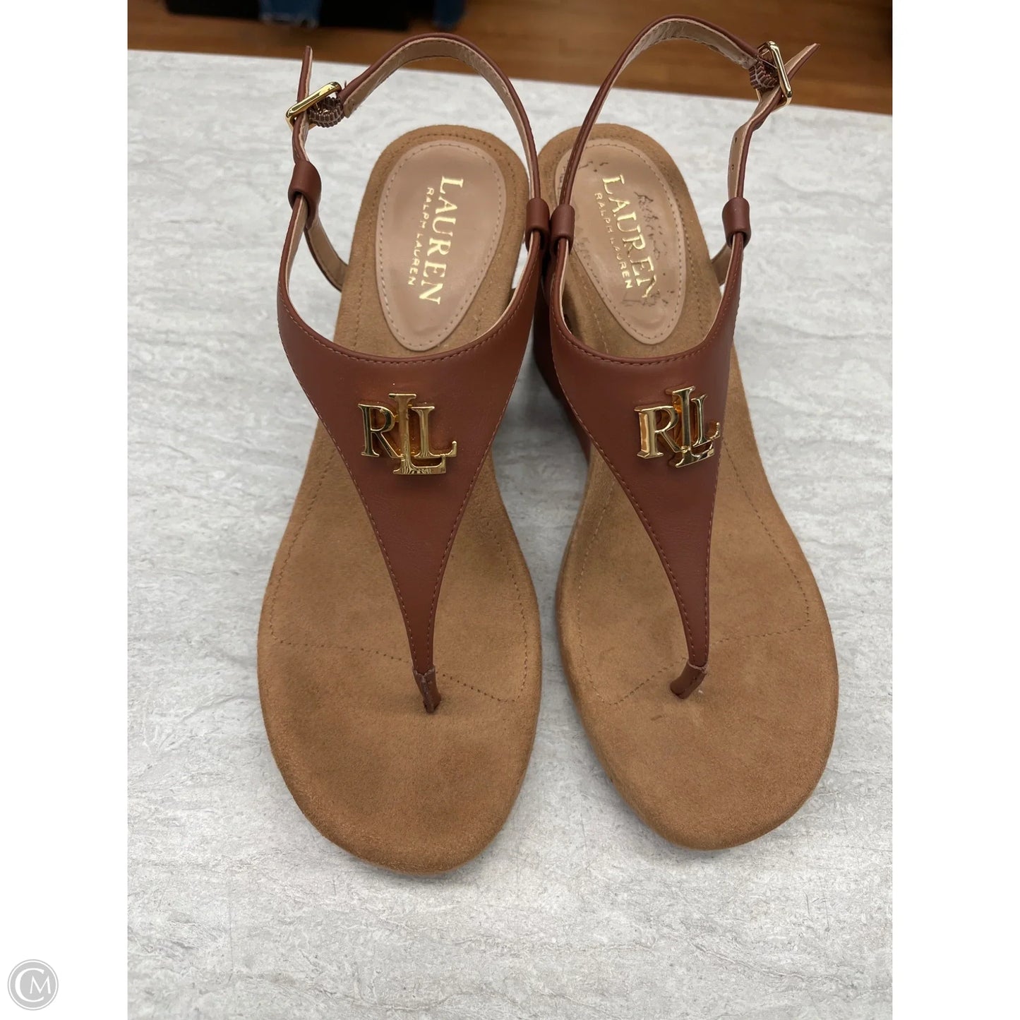 Sandals Heels Wedge By Lauren By Ralph Lauren In Brown, Size: 8