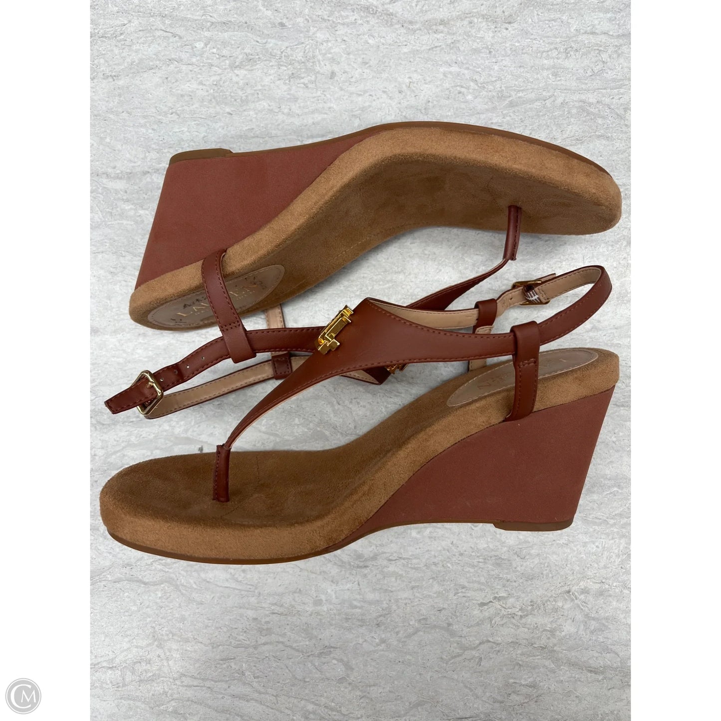 Sandals Heels Wedge By Lauren By Ralph Lauren In Brown, Size: 8