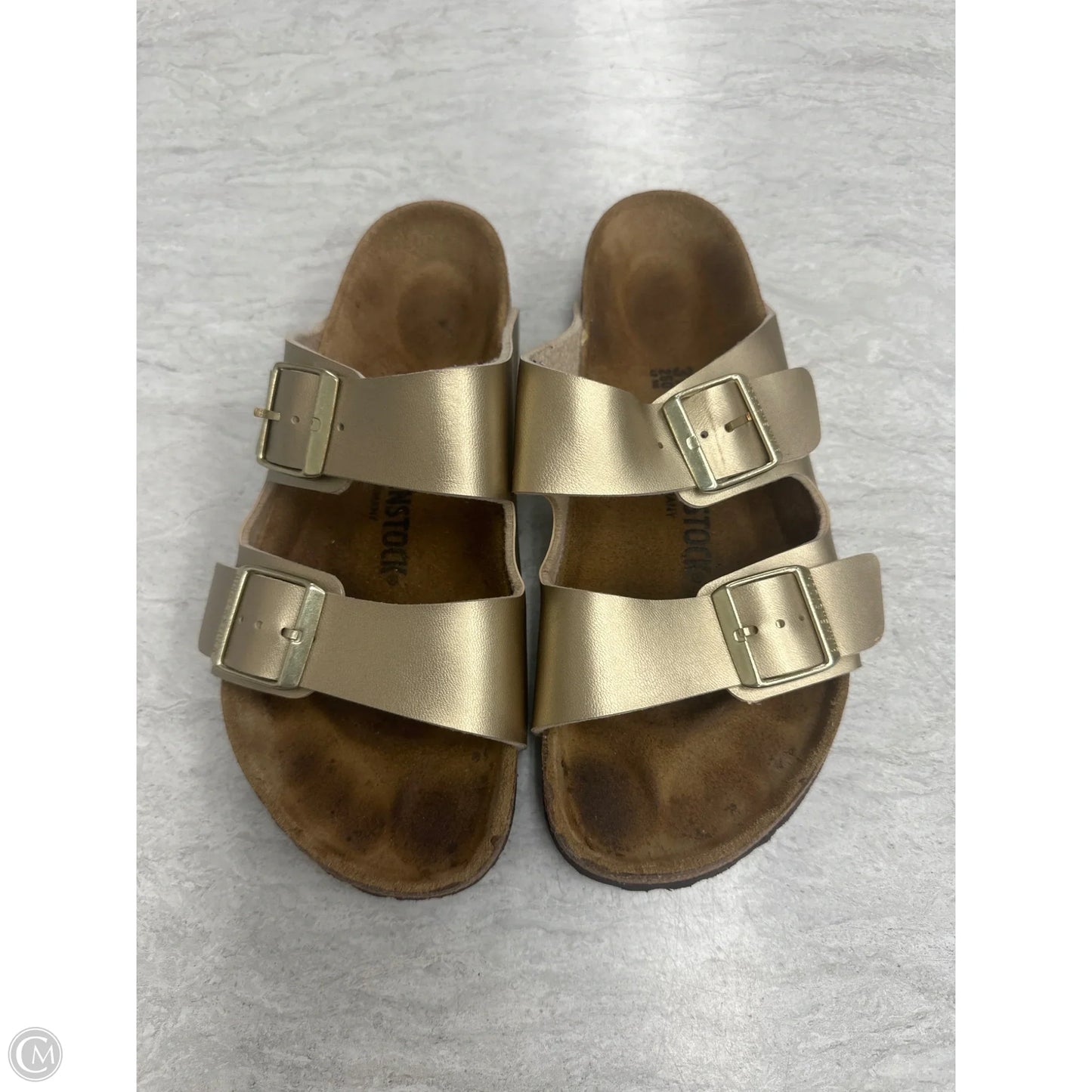 Sandals Flats By Birkenstock In Gold, Size: 9