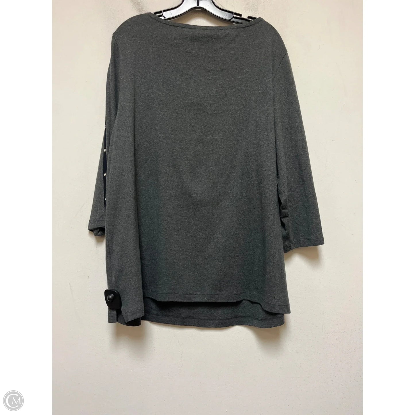 Top Short Sleeve By Karen Scott In Black & Grey, Size: 2x