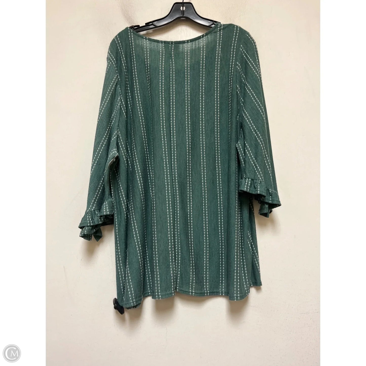 Top Short Sleeve By W5 In Green & White, Size: 2x