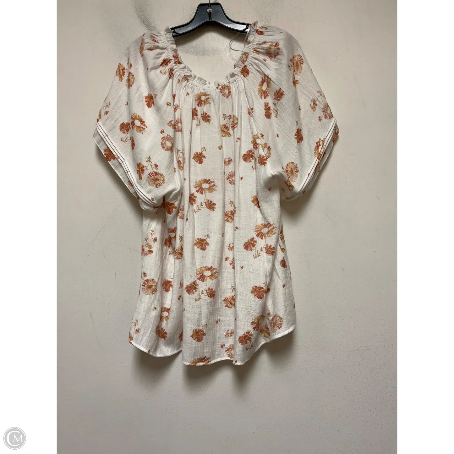 Top Short Sleeve By Wonderly In Orange & White, Size: 2x