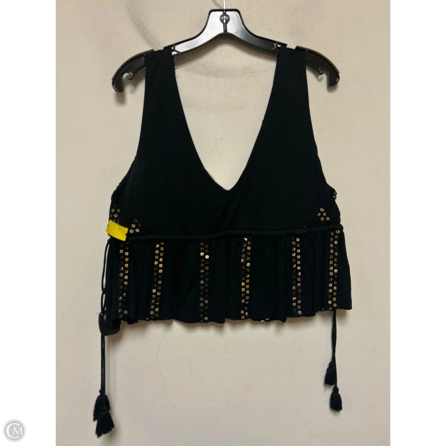 Top Sleeveless By Forever That Girl In Black & Gold, Size: Xs
