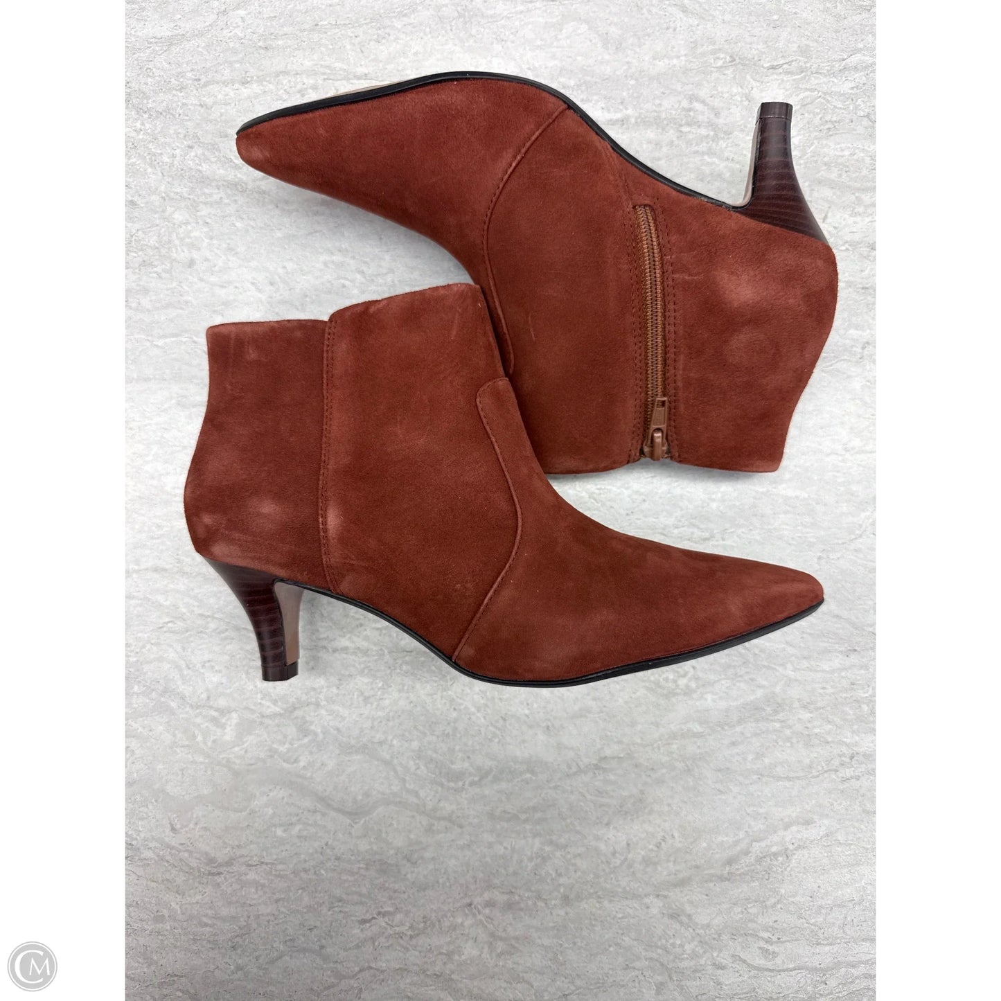 Boots Ankle Heels By Clarks In Brown, Size: 6.5