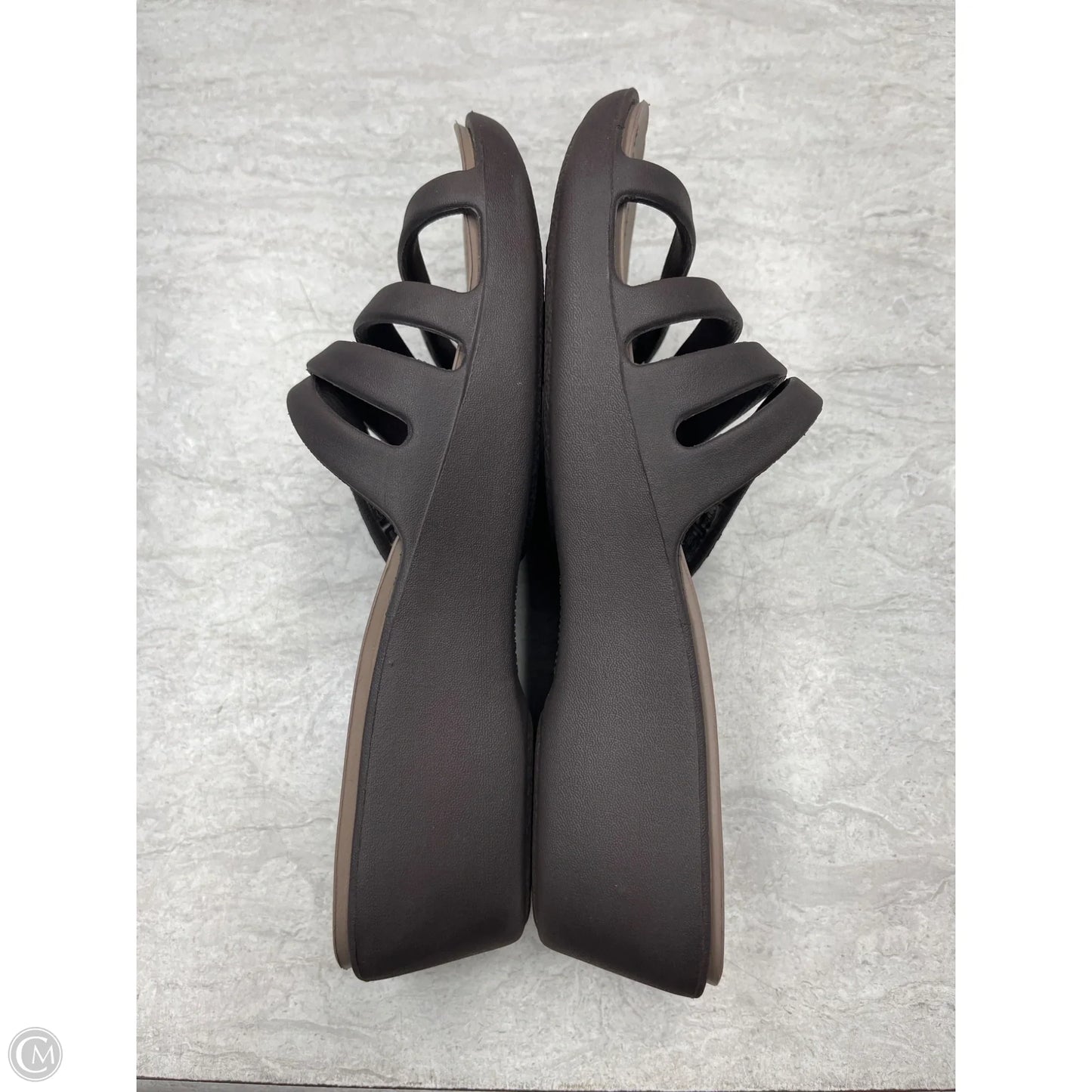 Sandals Flats By Crocs In Brown, Size: 8