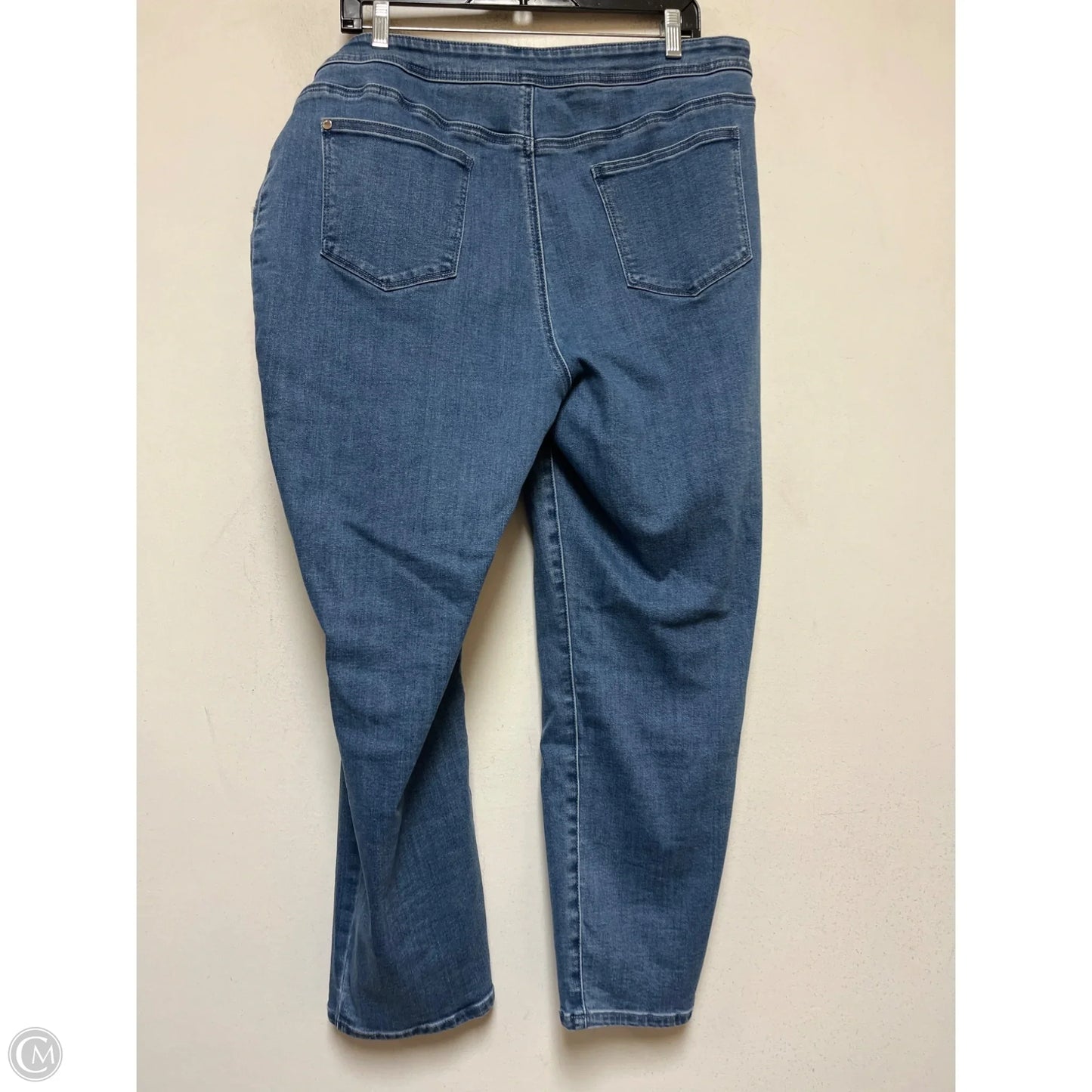 Jeans Boyfriend By Chicos In Blue & Cream, Size: 16