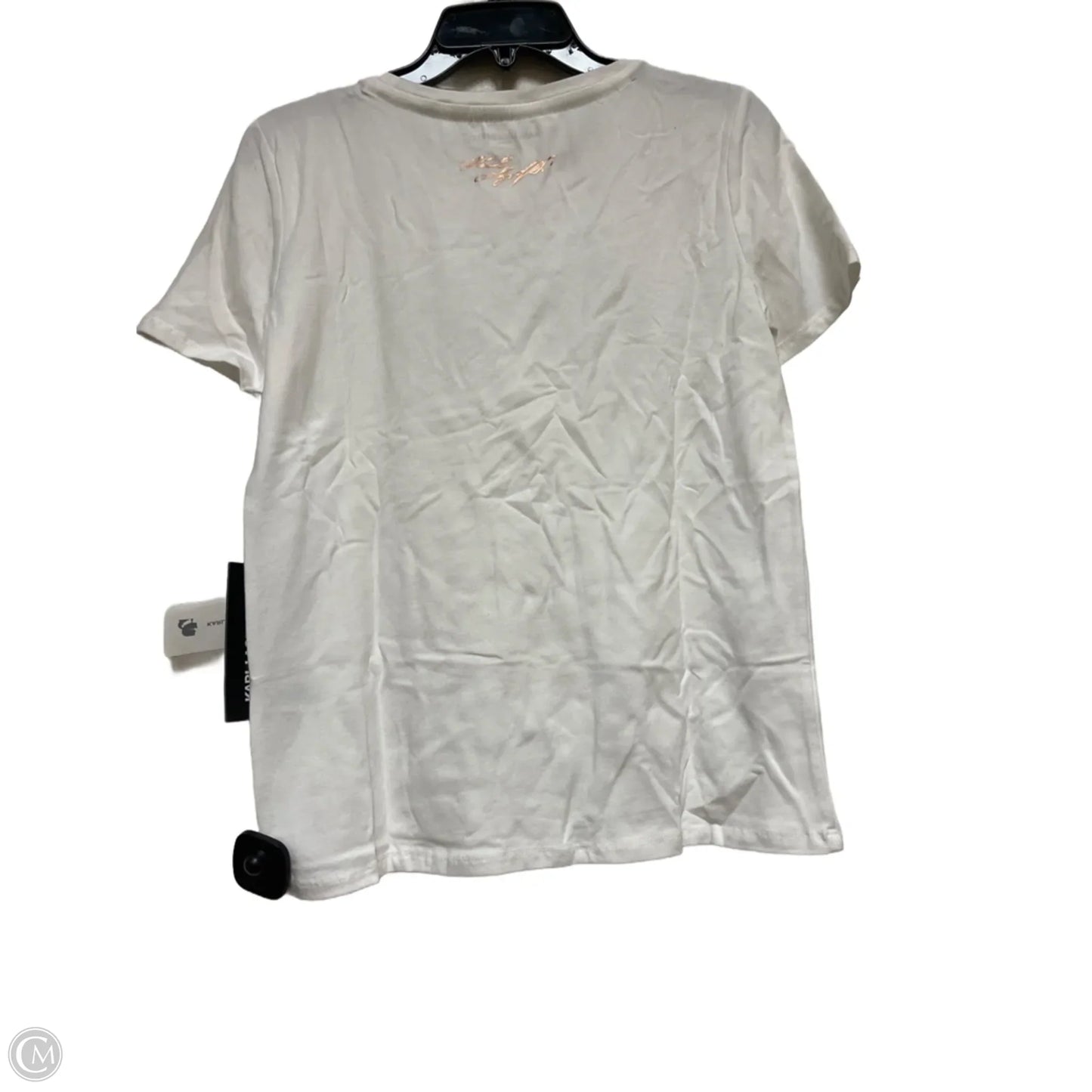 Top Short Sleeve Designer By Karl Lagerfeld In Gold & White, Size: Xs