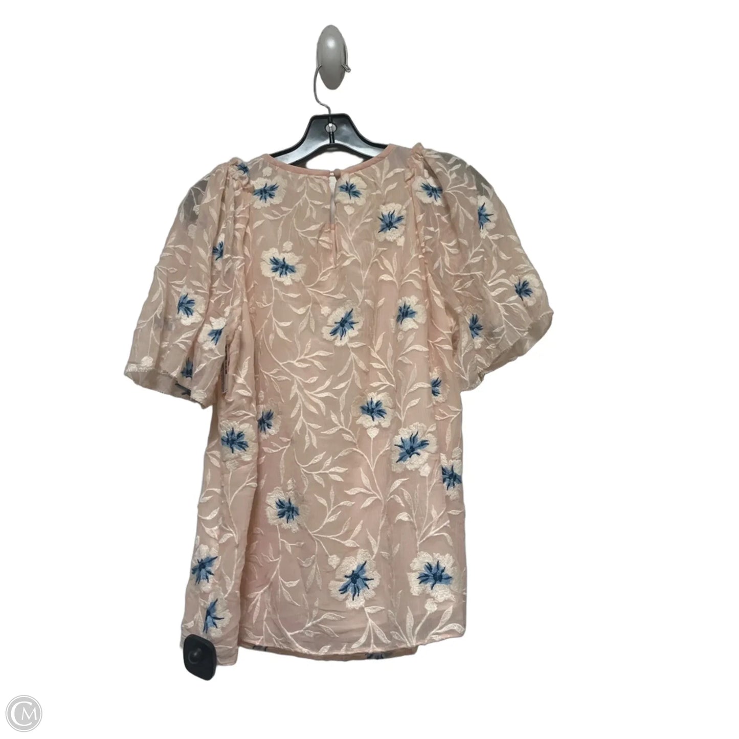 Top Short Sleeve By Rebecca Taylor In Blue & Pink, Size: L