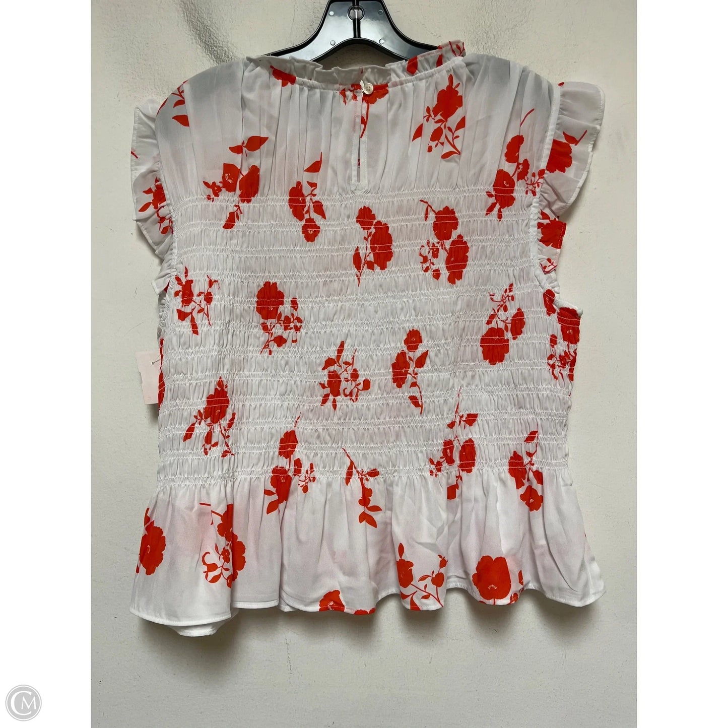 Top Sleeveless By Ann Taylor In Orange & White, Size: L