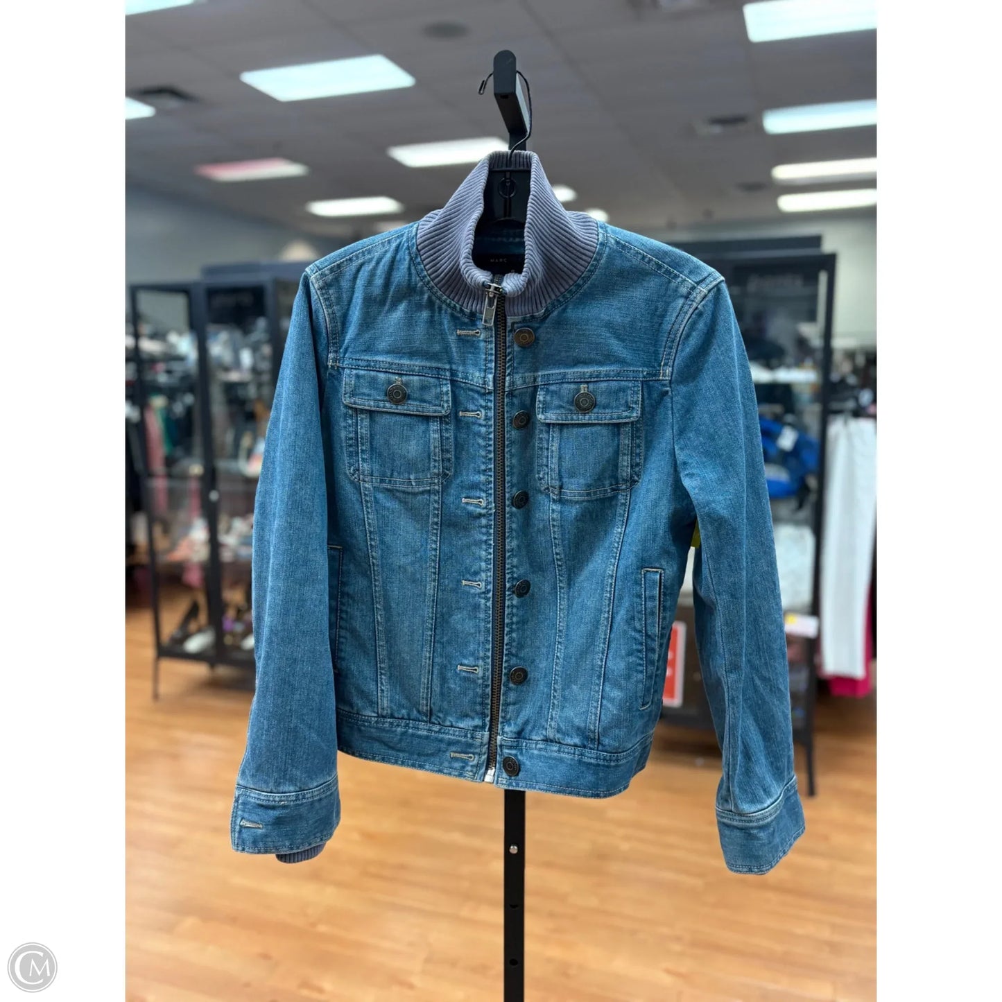 Jacket Luxury Designer By Marc Jacobs In Blue Denim, Size: S