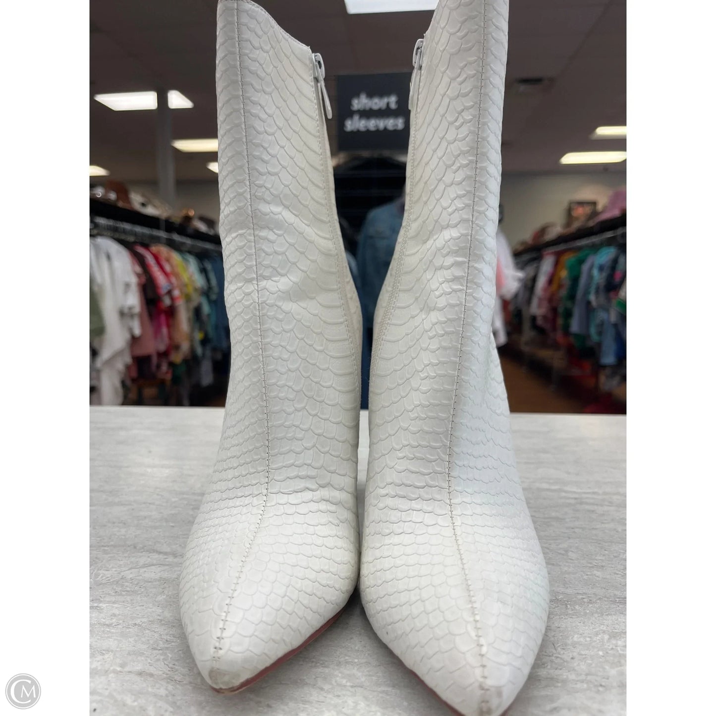 Boots Ankle Heels By Pretty Little Thing In White, Size: 6