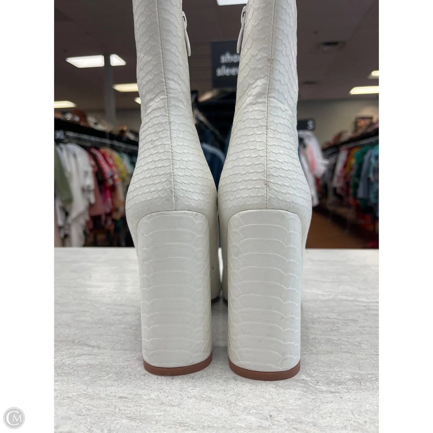 Boots Ankle Heels By Pretty Little Thing In White, Size: 6