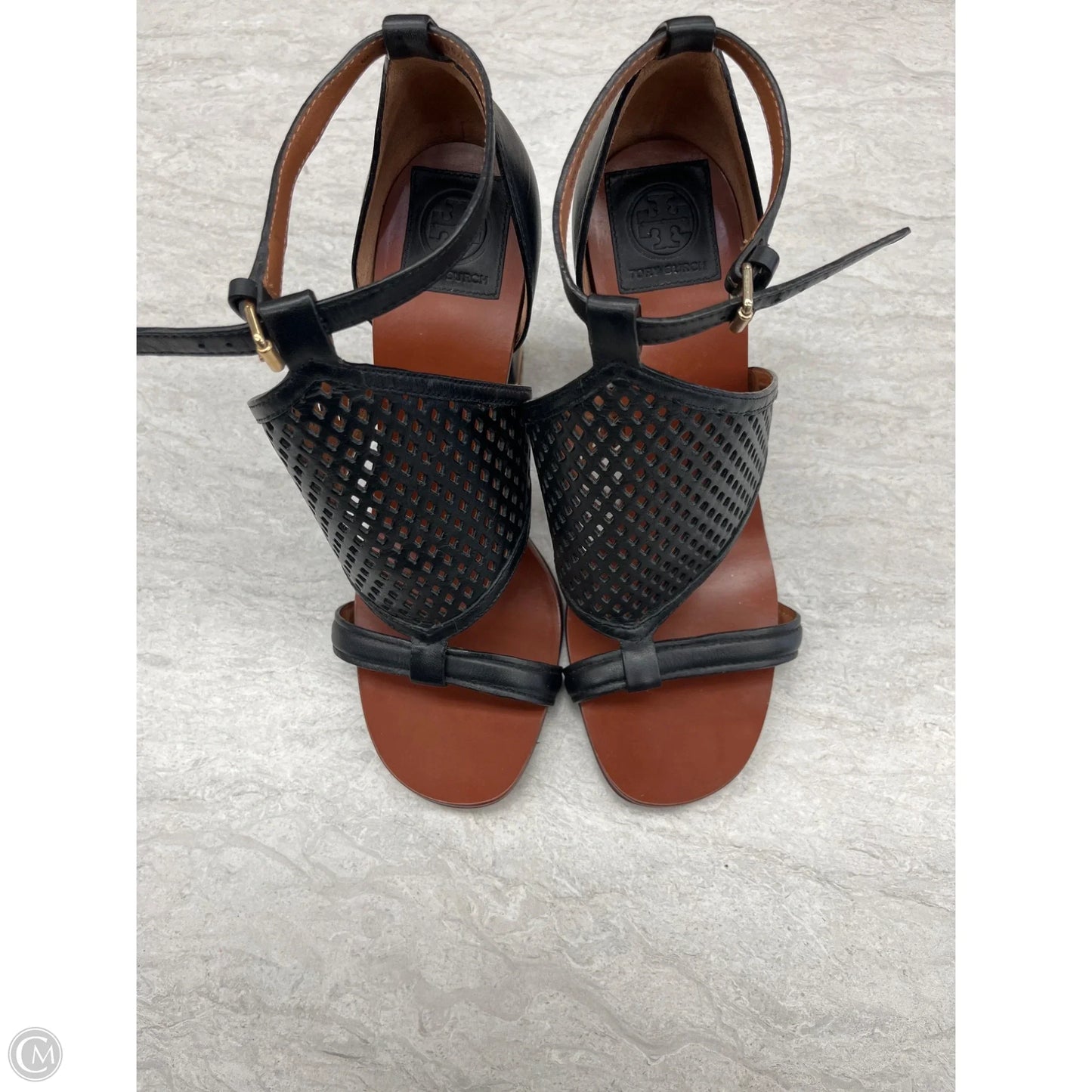 Shoes Heels Block By Tory Burch In Black & Brown, Size: 8.5