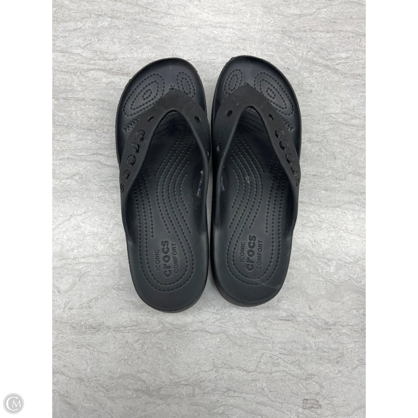 Sandals Flats By Crocs In Black, Size: 9