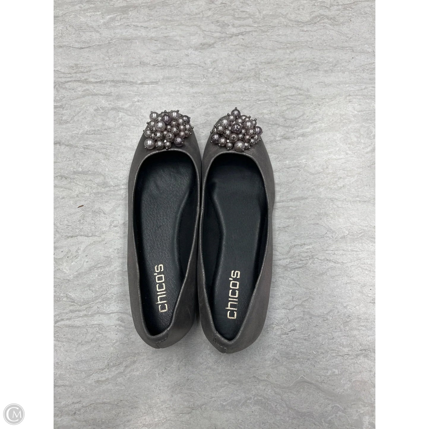 Shoes Flats By Chicos In Grey, Size: 7.5