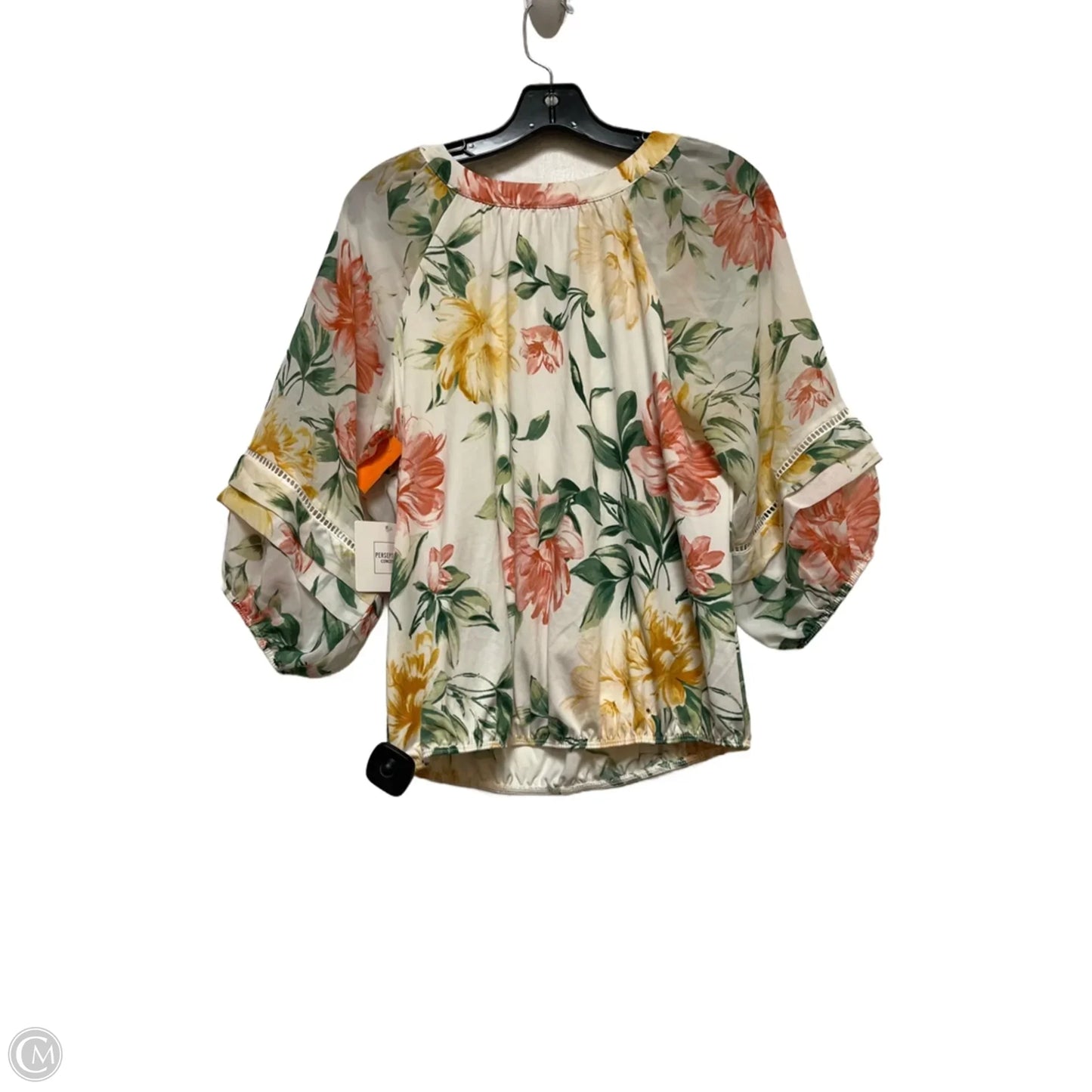 Top Long Sleeve By Perceptions In Floral Print, Size: S
