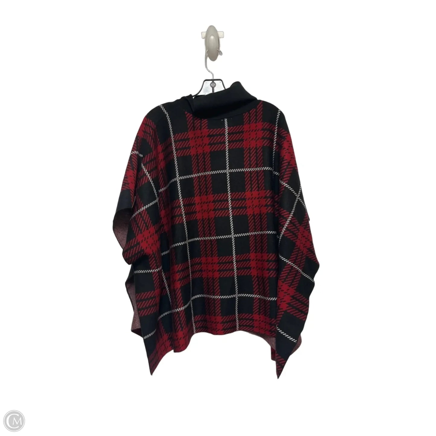 Poncho By Anne Klein In Black & Red, Size: M