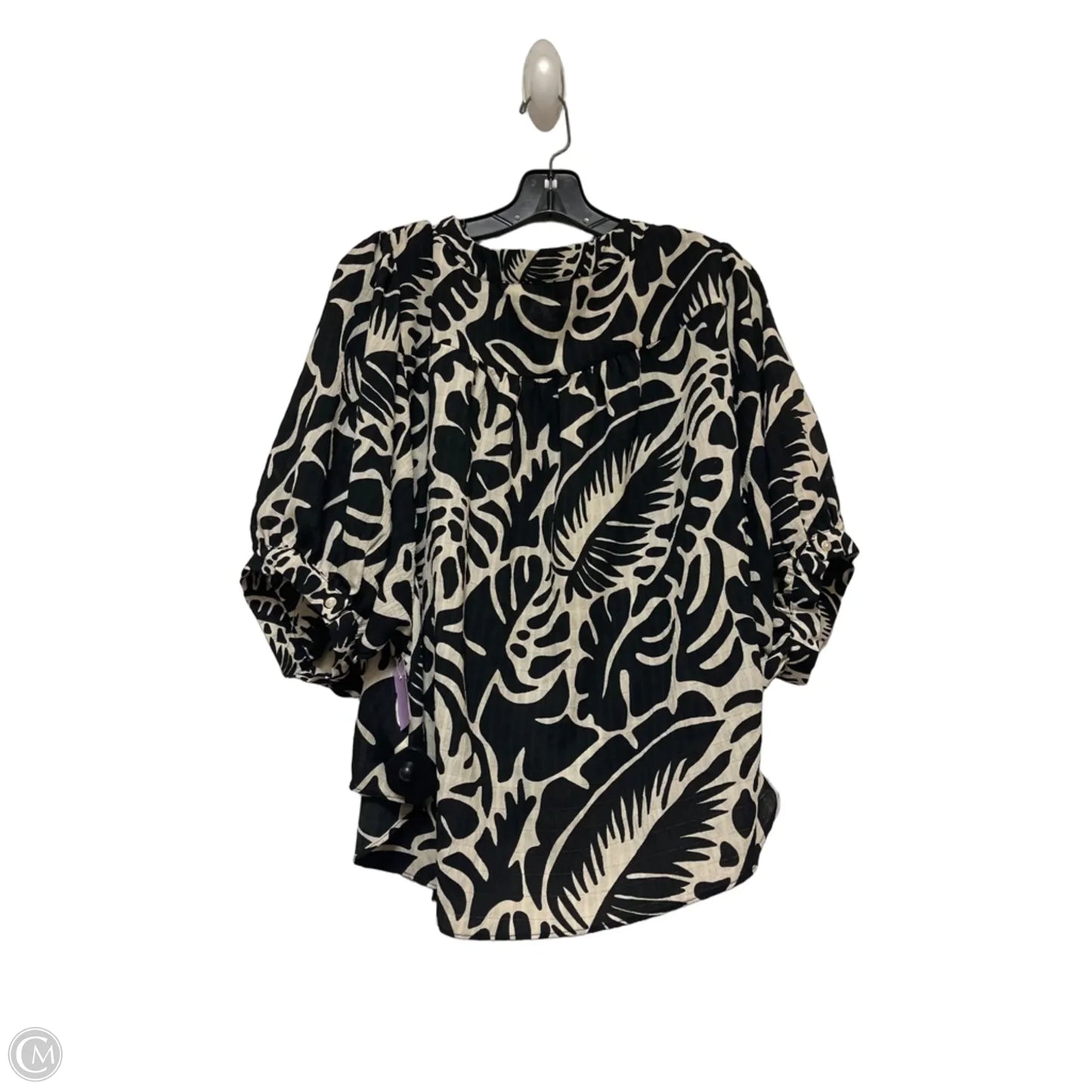 Top Short Sleeve By Rose And Olive In Black & Cream, Size: Xl