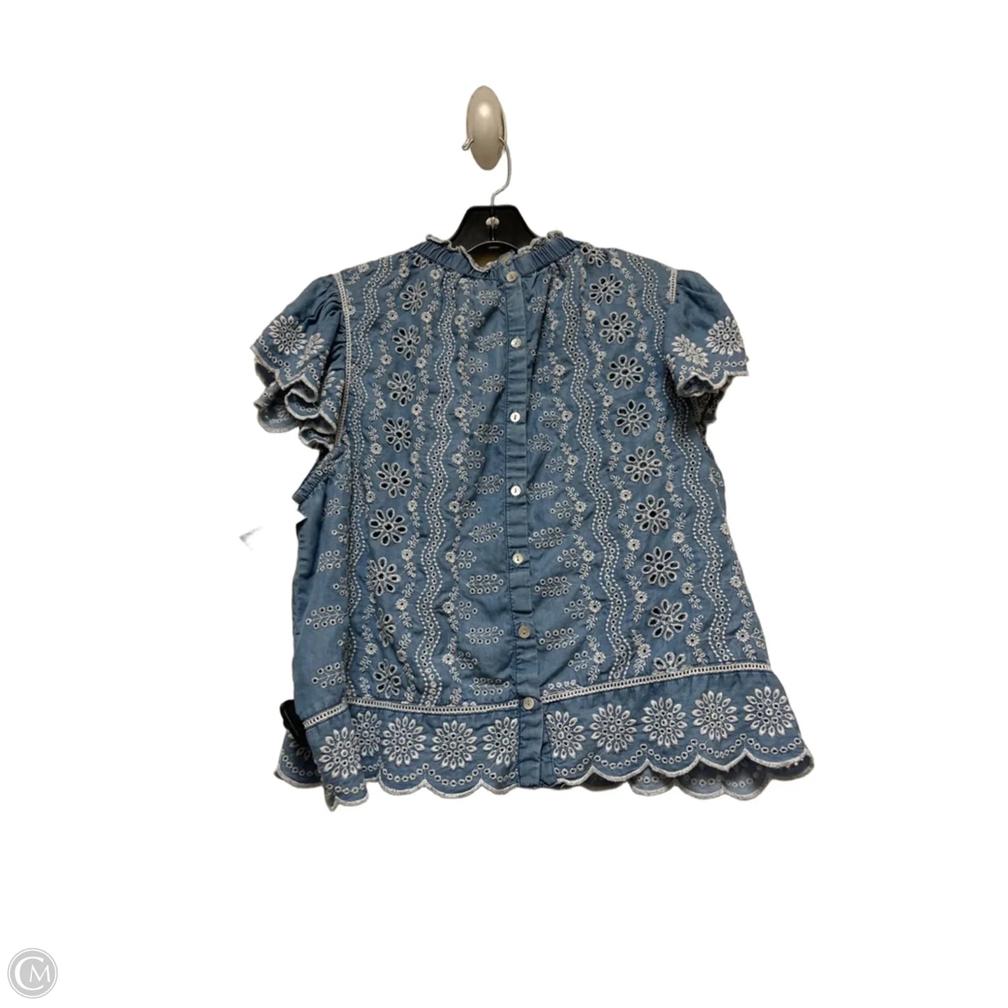Top Short Sleeve By Clothes Mentor In Blue & White, Size: Xl