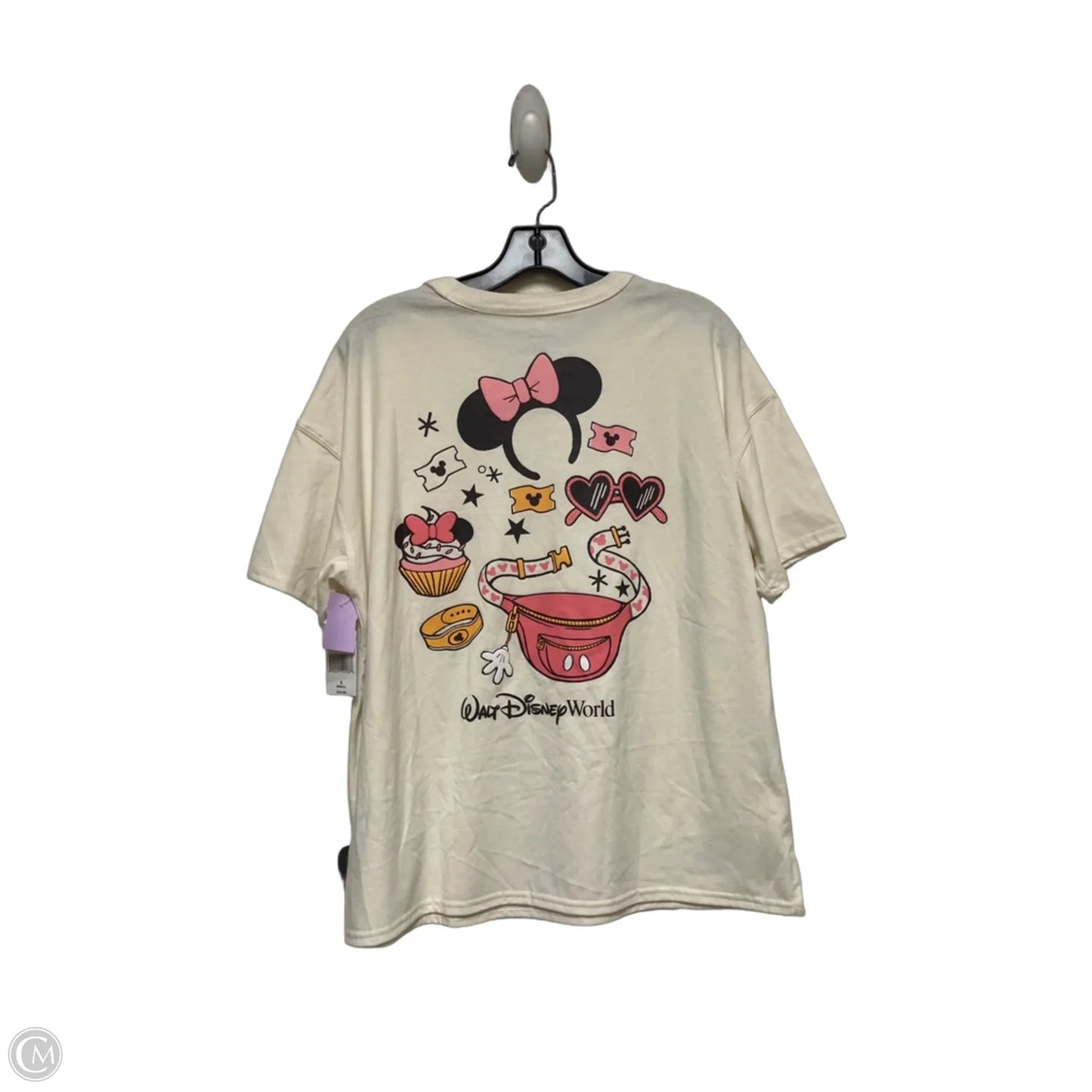 Top Short Sleeve Basic By Disney Store In Cream & Pink, Size: S