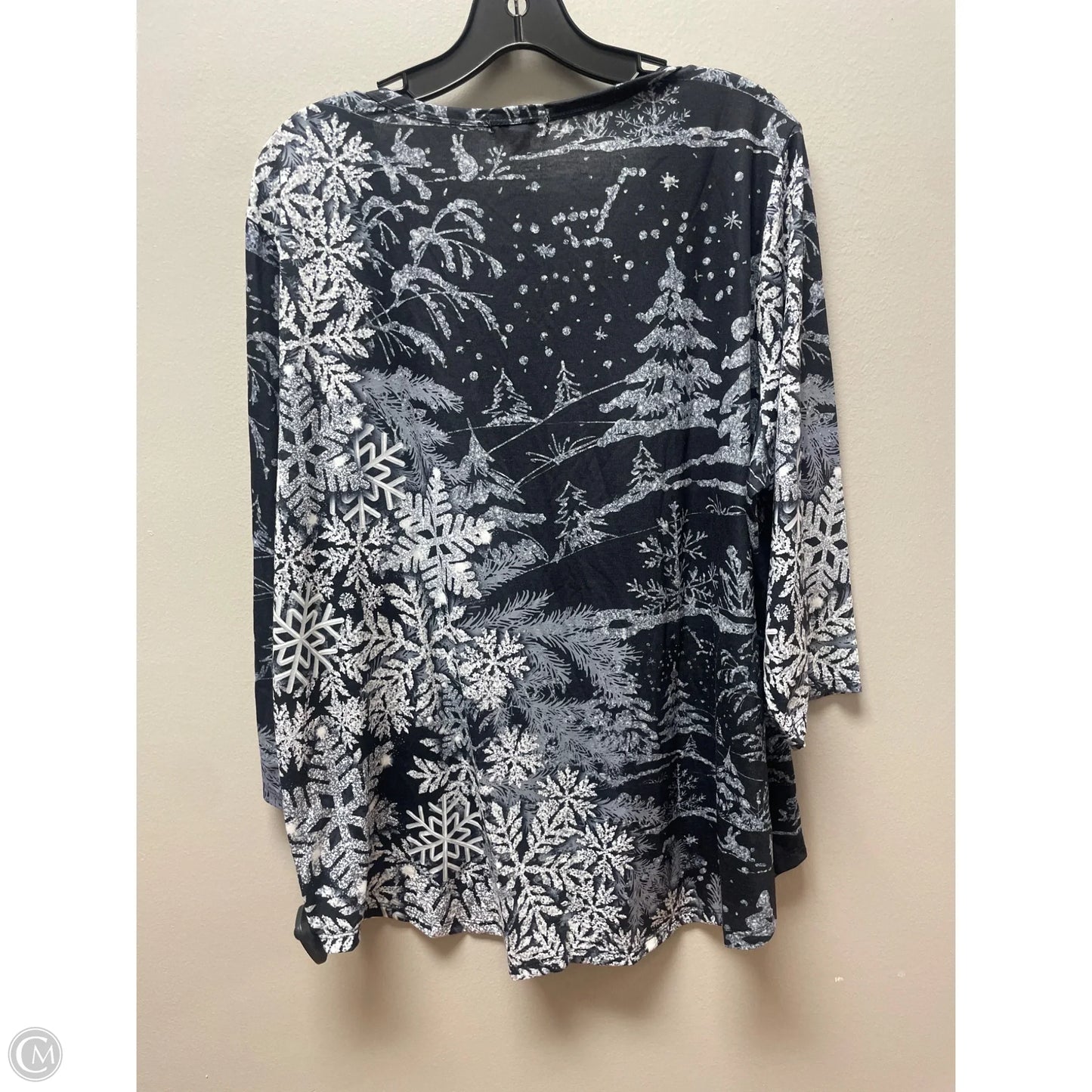 Top Short Sleeve Basic By One World In Black & Grey, Size: 3x